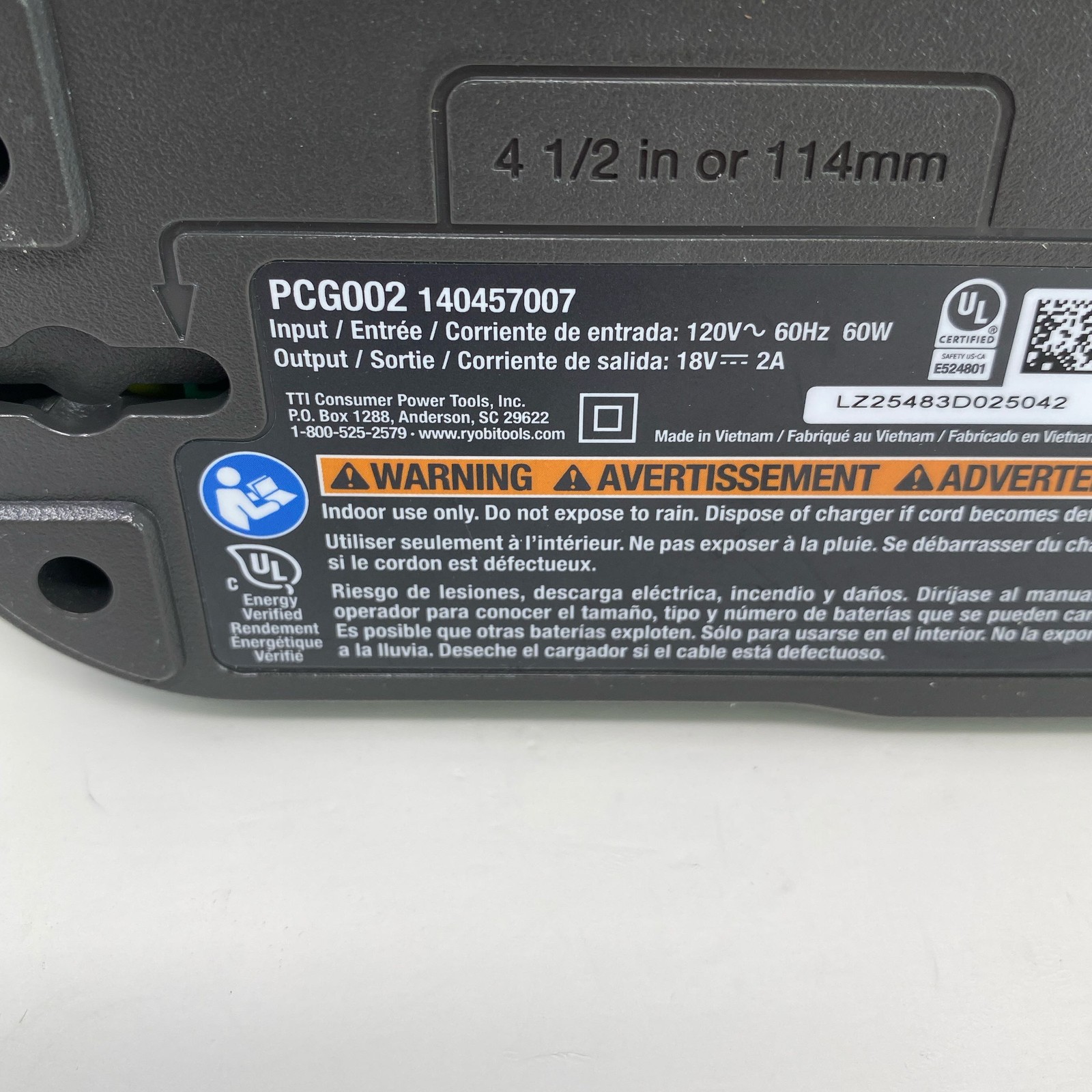 Ryobi ONE+ 18V 2.0Ah Battery & PCG002 Charger Kit, Green/Gray