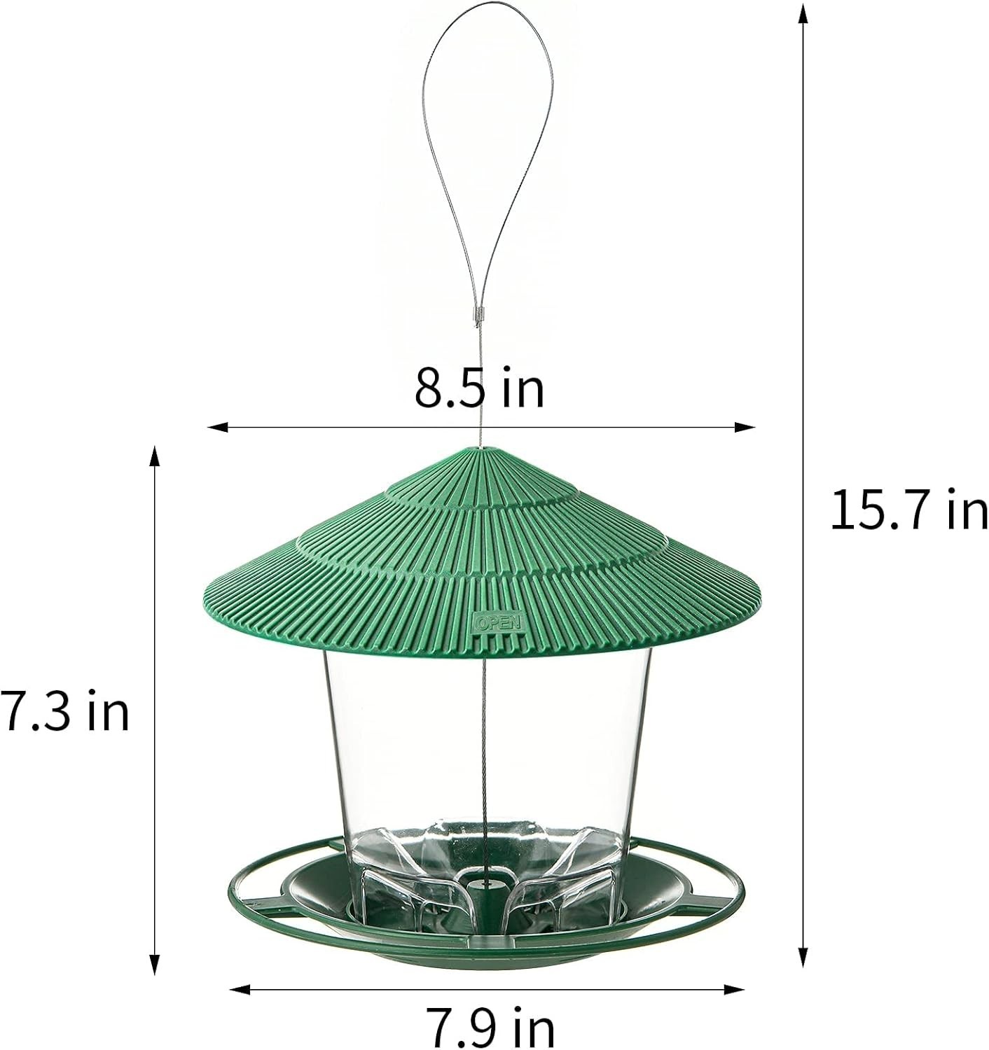 Squirrel-Proof Outdoor Hanging Bird Feeder – 2.9 lb Seed Capacity in Green