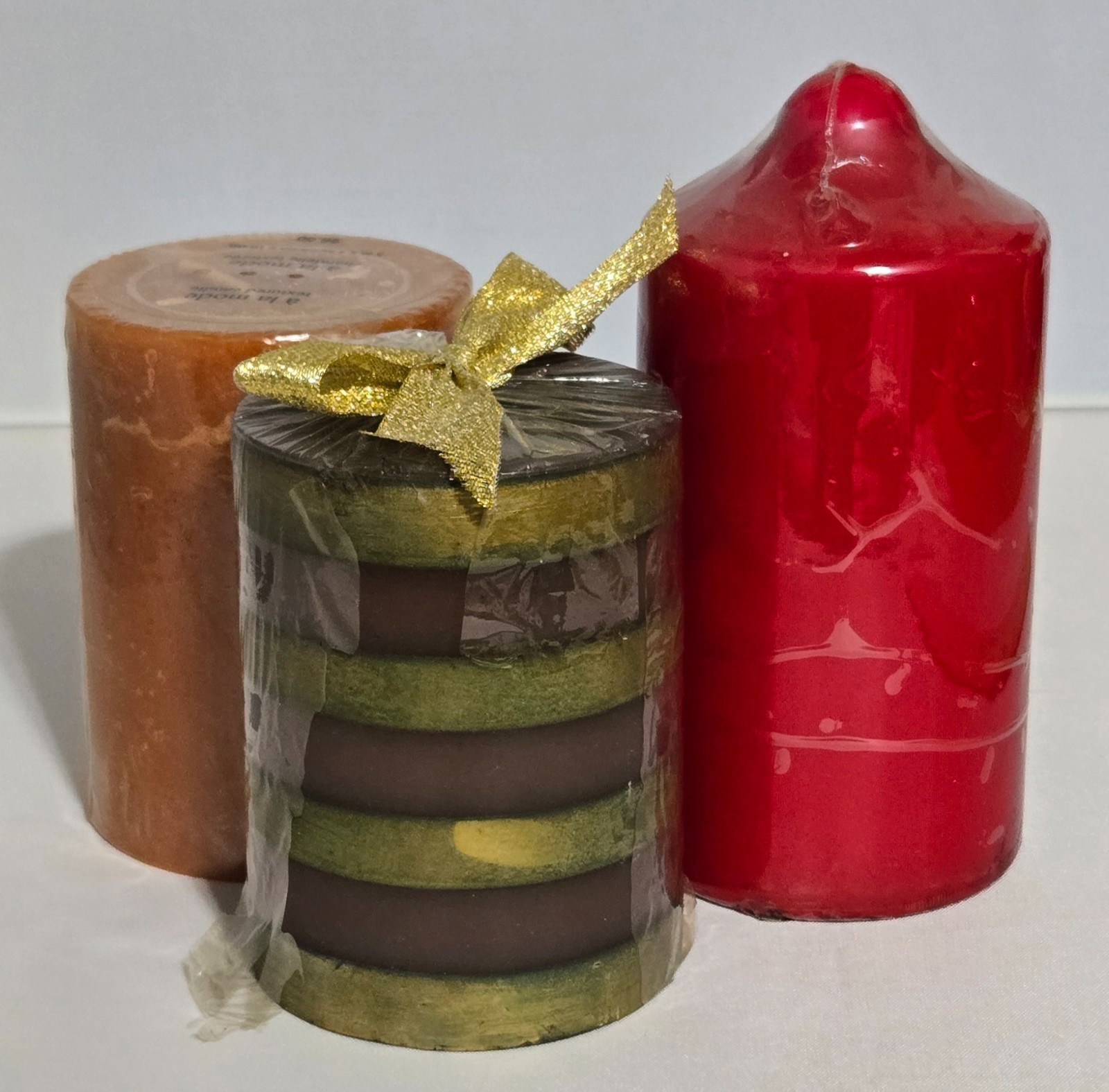 NEW Lot of Three Beautiful Pillar Candles (See Details in Description Below)