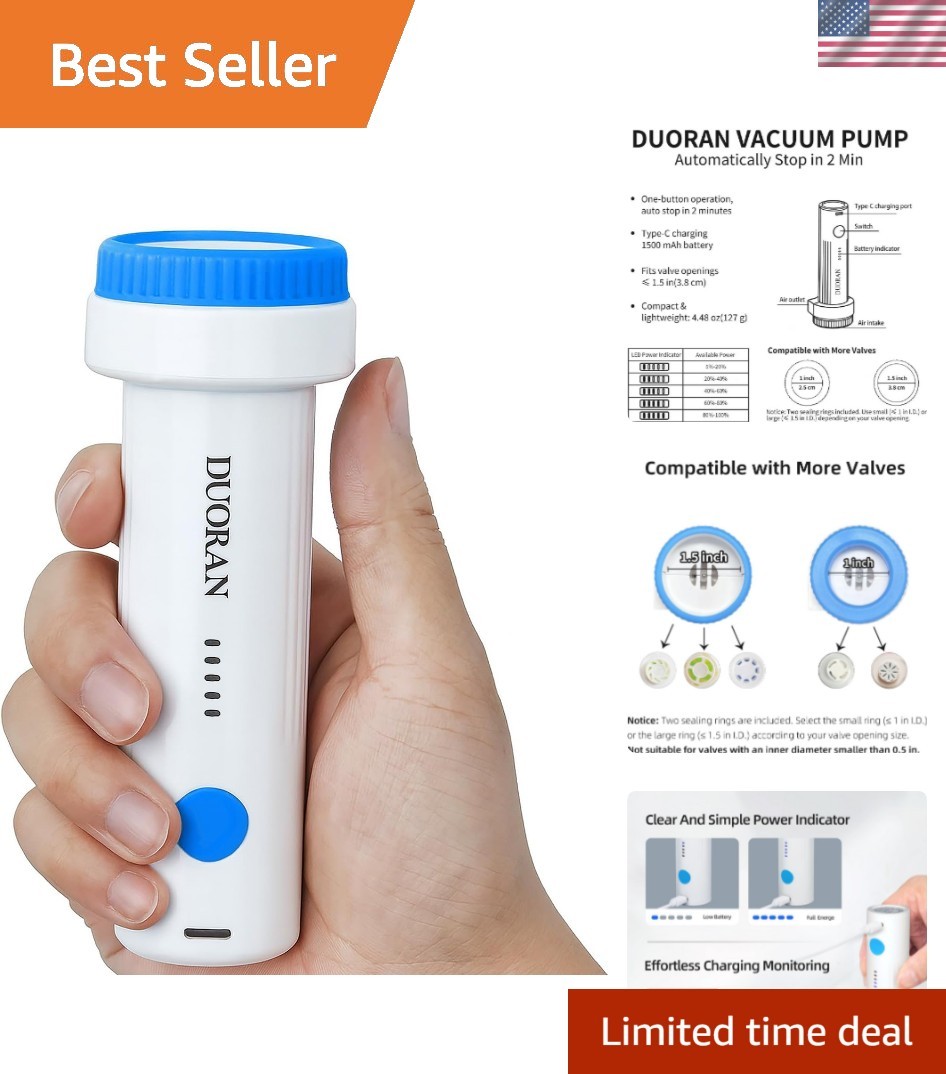 Cordless Electric Vacuum Pump for Vacuum Storage Bags Travel Air Pump, Portab…