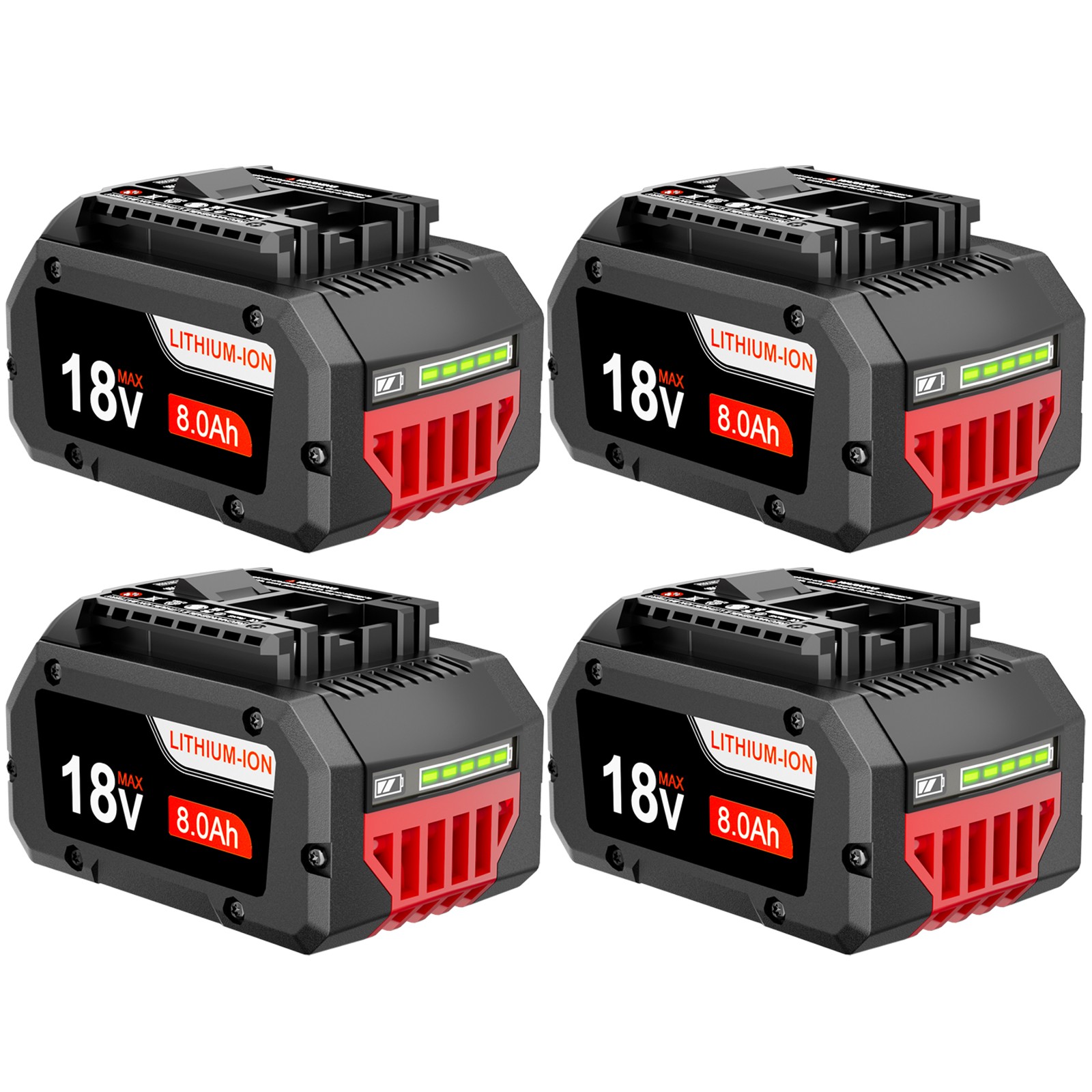 4 Pack 18V Battery For Bosch 18V 8.0AH Li-ion BAT609 BAT610G BAT618 GSR18V-LI