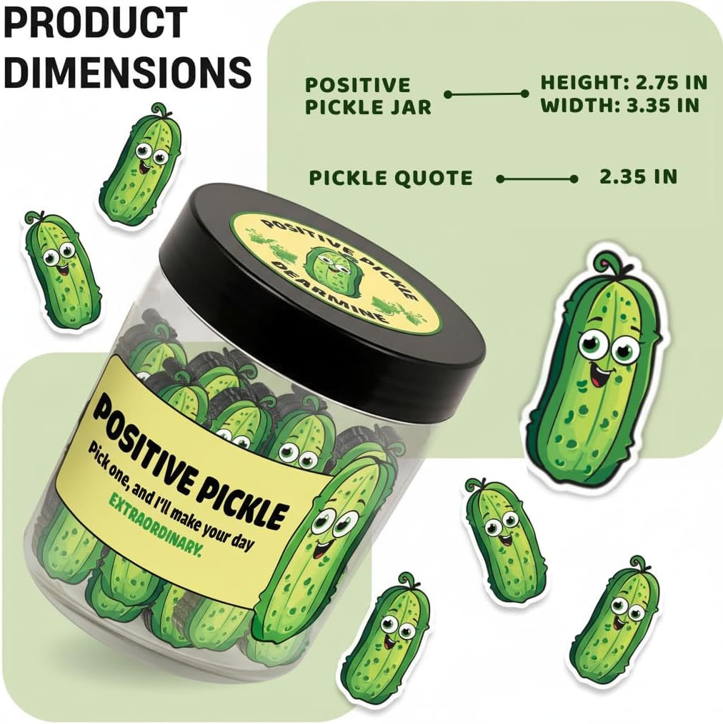 60 Positive Pickle Cards Jar, Birthday Gifts for Women, Teens, Adults, Back to S