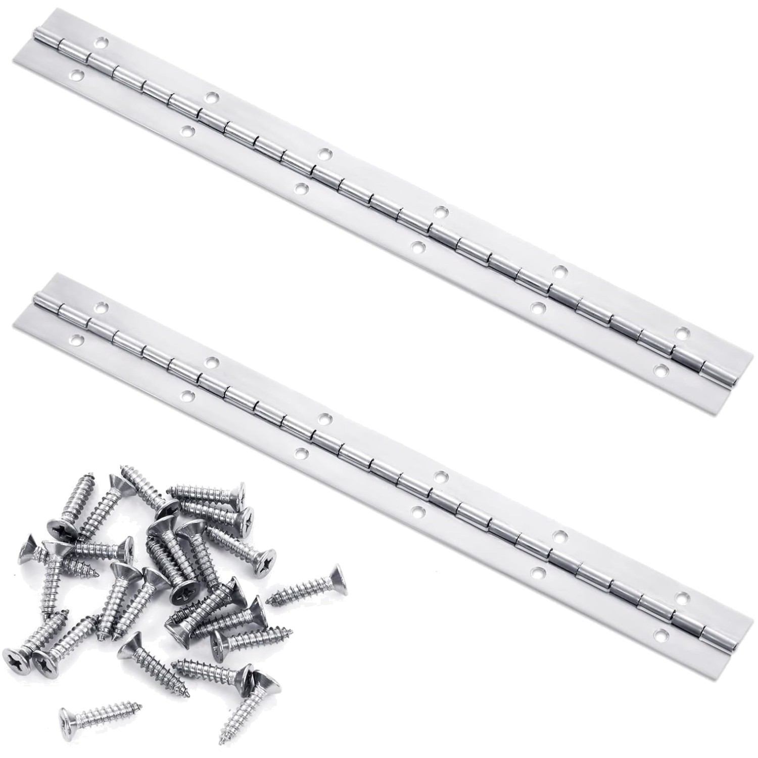 12″ Stainless Steel Piano Hinges, Heavy Duty & Polished for Cabinets – 2 Pcs