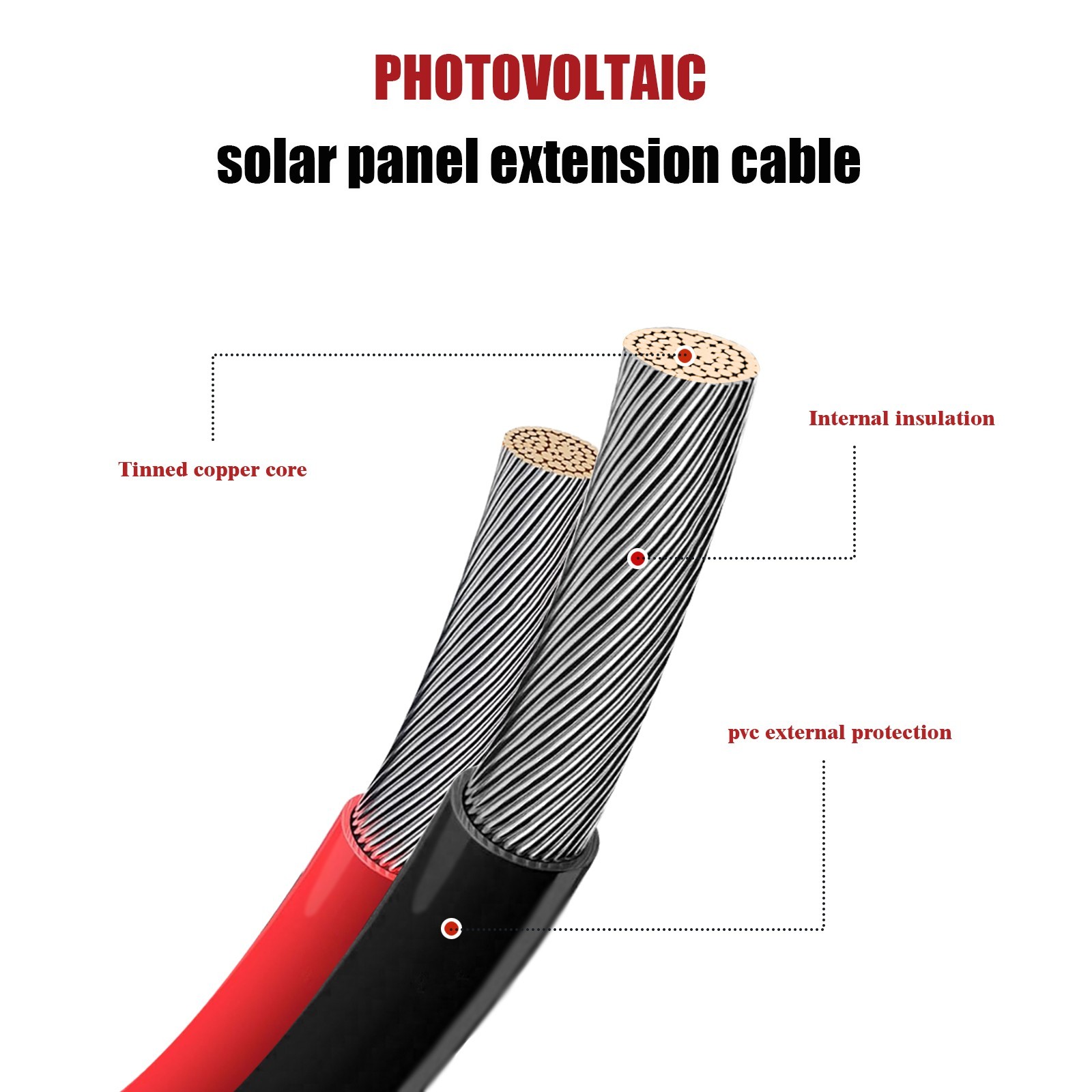11ft 20ft Black Red Solar Panel Extension Cable Wire Solar Connector 14AWG Gauge