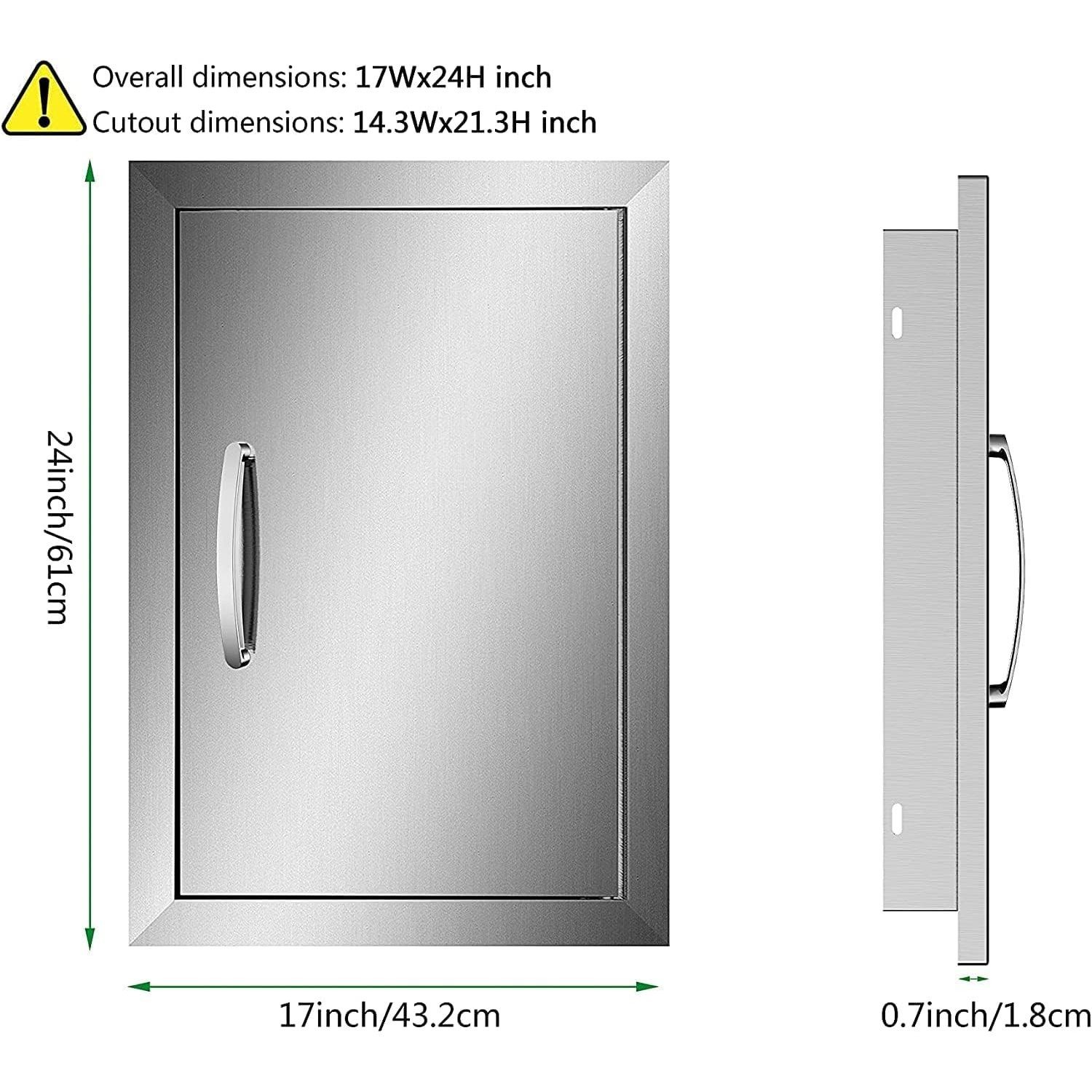 Outdoor Kitchen Door 17″ W x 24″ H 304 Brushed Stainless Steel BBQ Access Doors