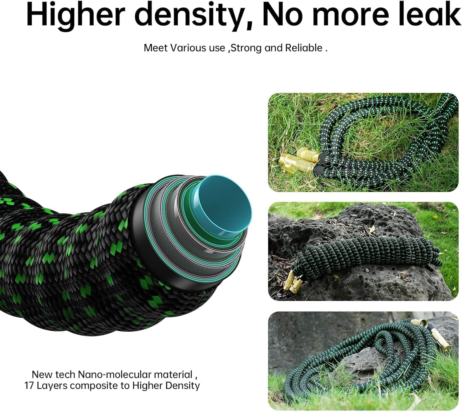 100ft Stronger Expandable Garden Hose Set 4-Layer Latex 10 Spray Nozzles Strong