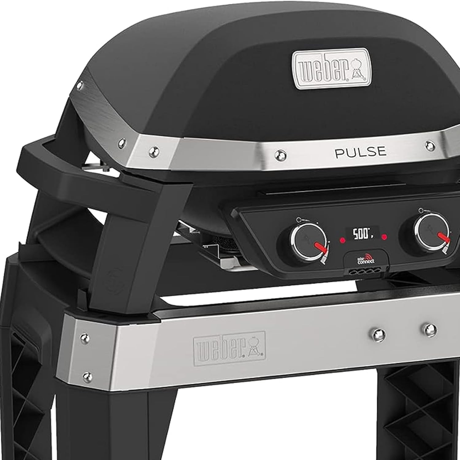 Weber Pulse 2000 Electric Grill Rolling Cart w/Foldable Table, Black BRAND NEW