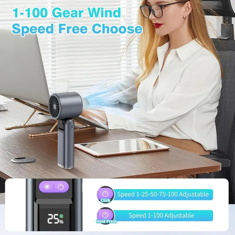 Foldable Portable Fan Stepless Speed Turbo Mini 4000mAh Ice Cooling Handheld Fan