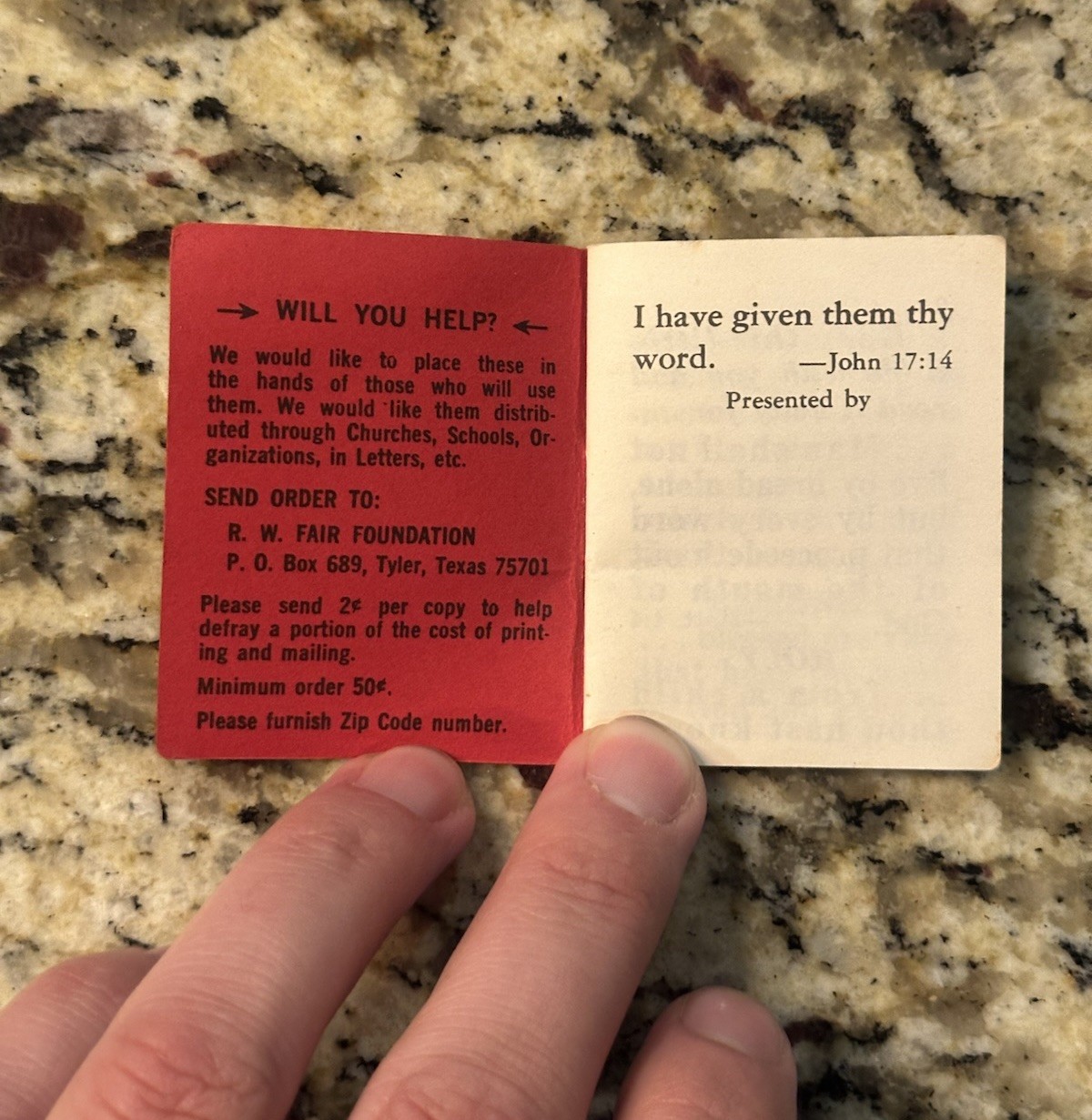Mini Personal Bible Verses Book, 2.5 in, Red Vintage, R.W. Fair Foundation