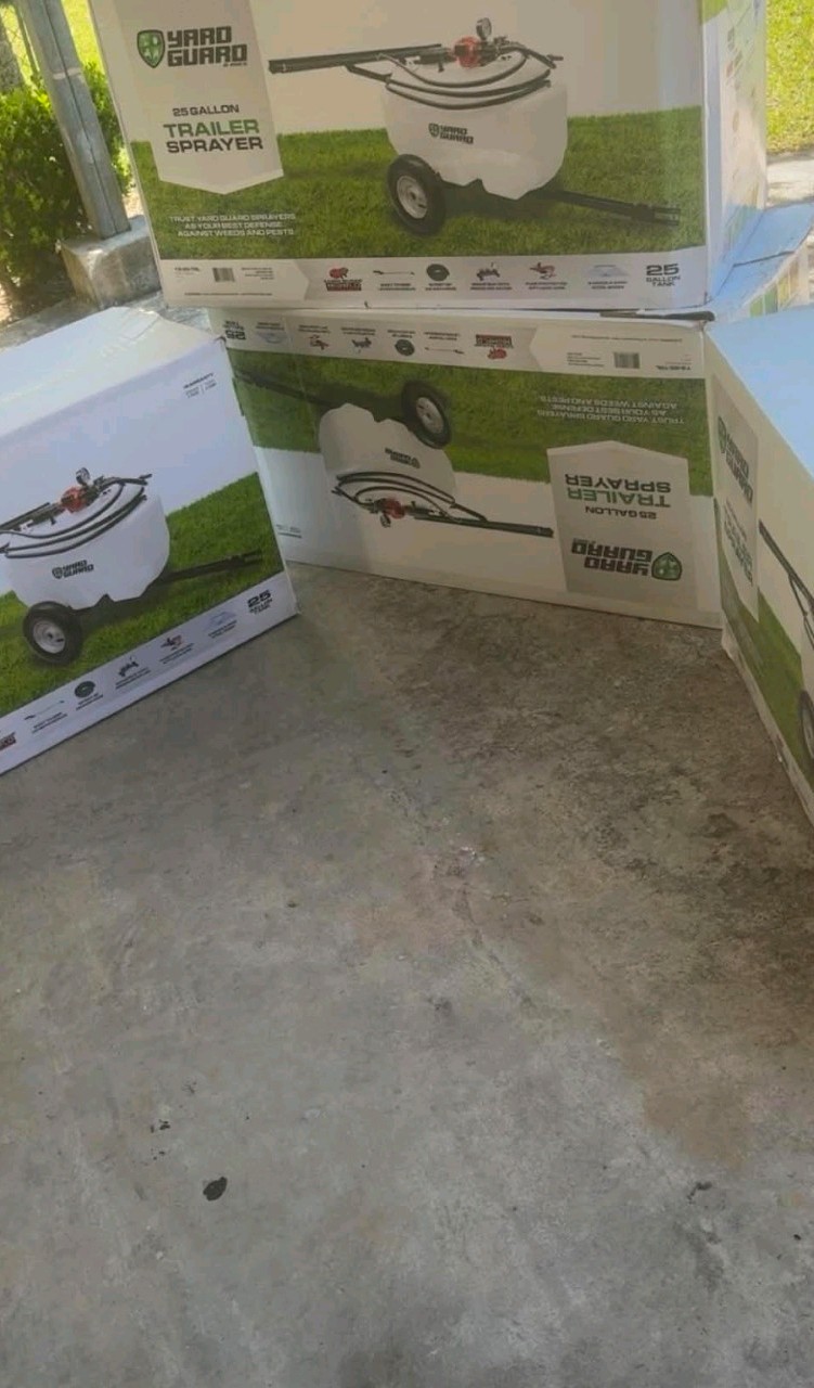 Yard Guard 25 gal Trailer Tank Sprayer w/ Wheels, 12 ft Hose, 45 psi