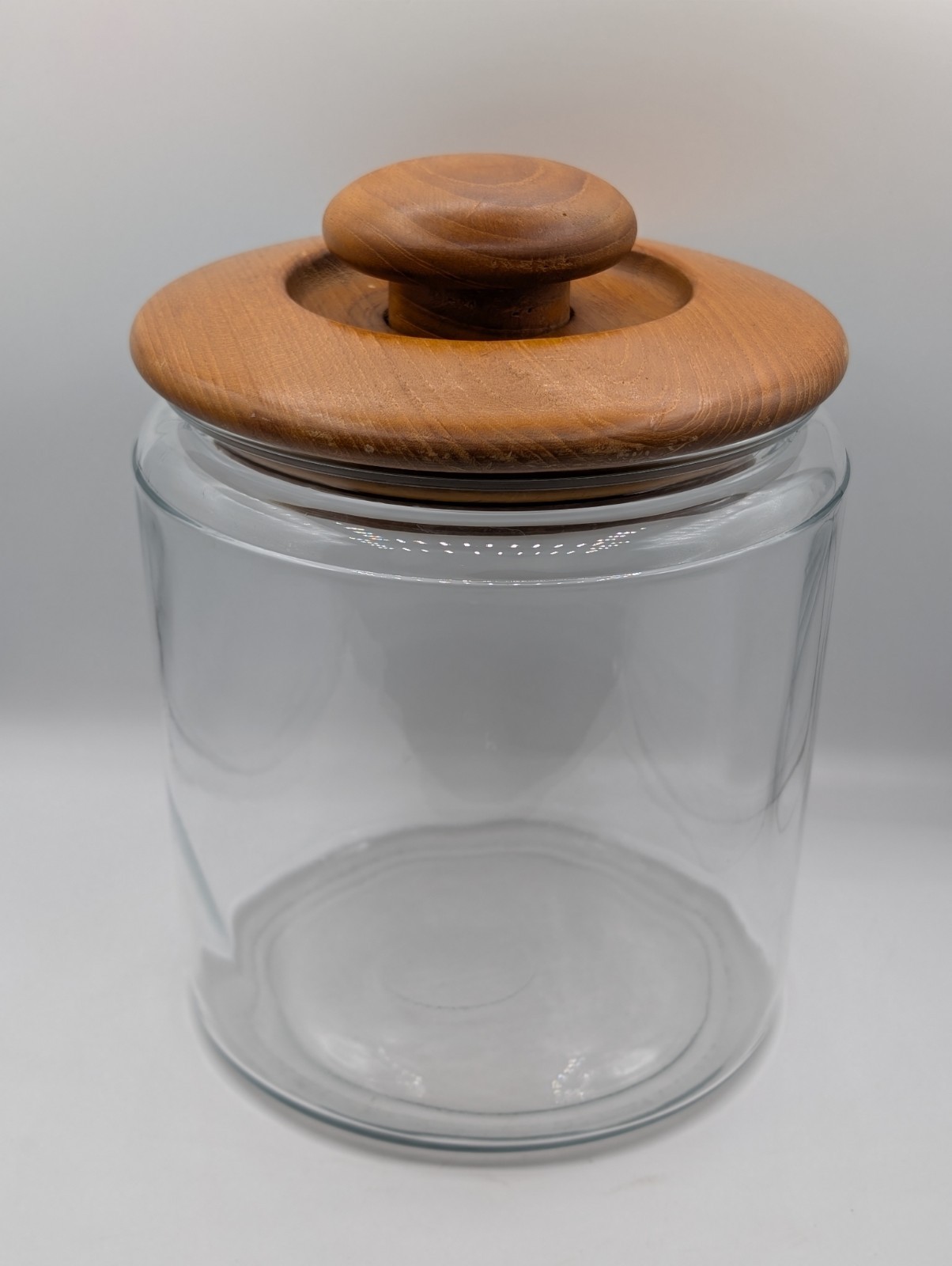 Vintage Large Glass Jar W/ Winsome Wood Teak Lid – Made In Thailand