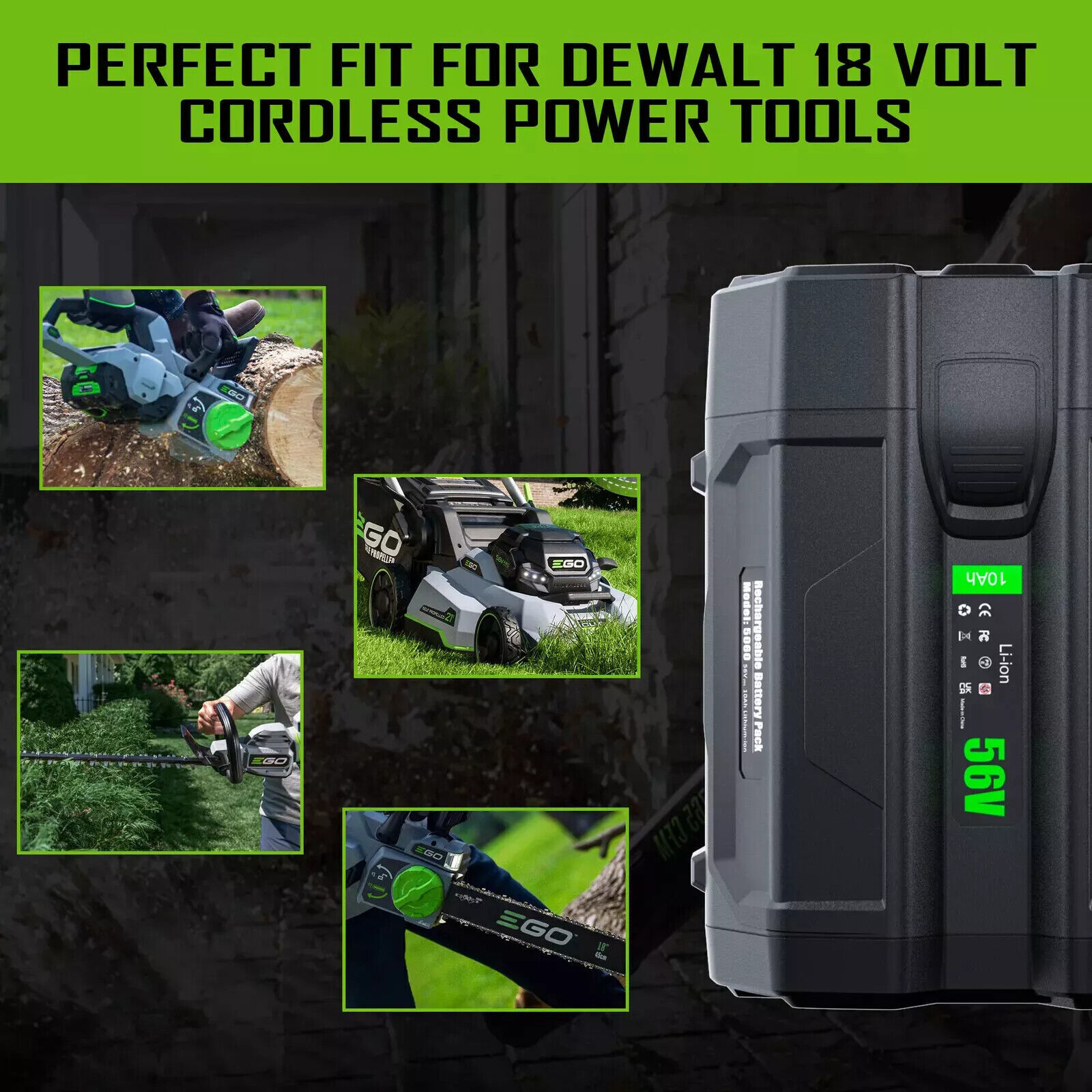 56V 7500mAh Power Battery For EGO Rechargerable BA1400T BA2800 BA4200T BA5600T