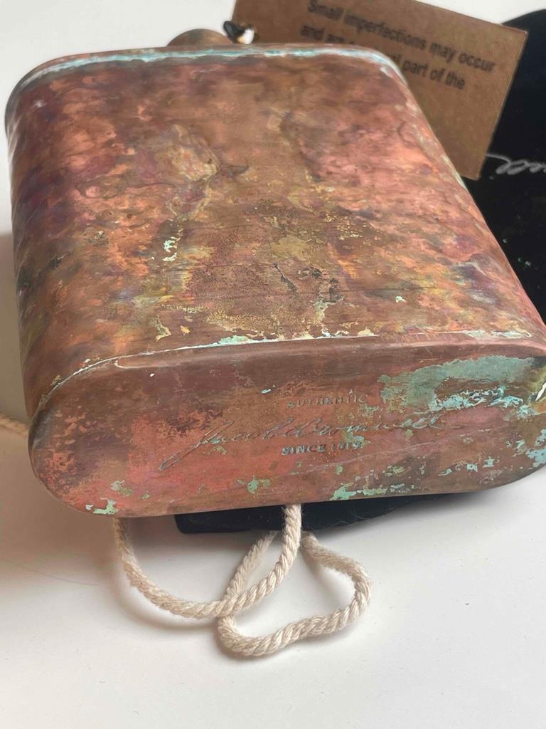 Jacob Bromwell Freedom Flask Hammered Copper 12oz Antique Patina Hand Made New