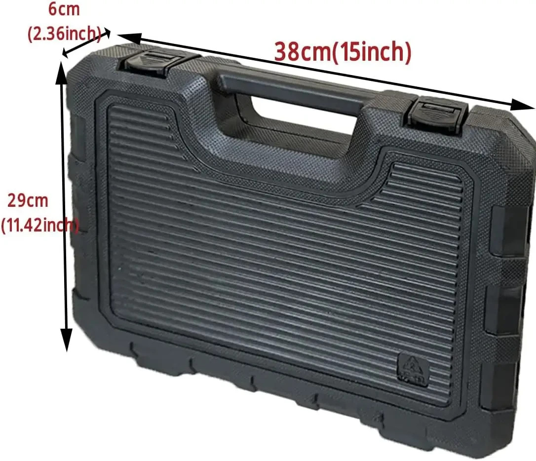 Bourvill 50Pcs 3/8 Drive Impact Socket Set SAE Metric 6 Point Cr-V Steel Case NE