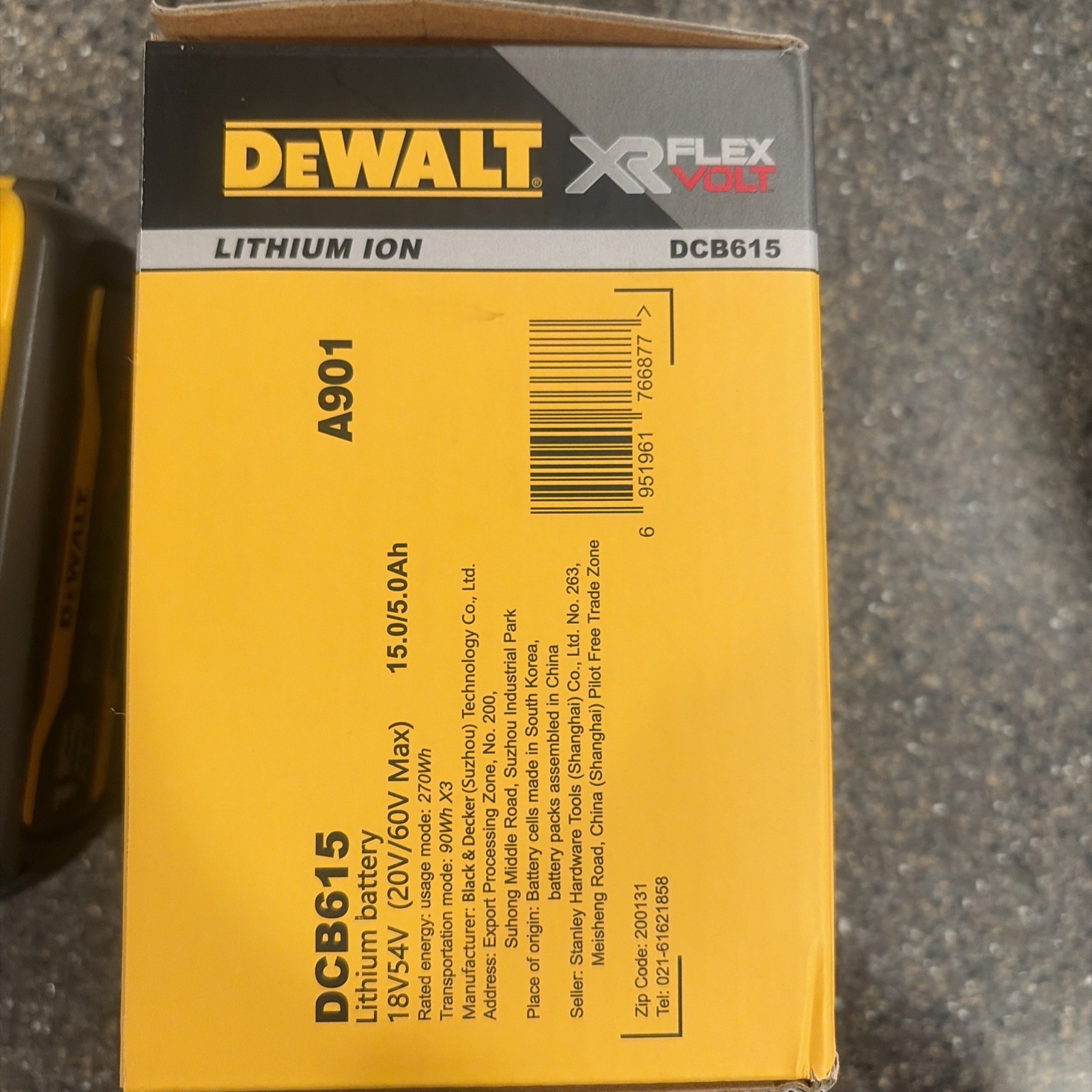 NEW Genuine DEWALT DCB615 20v/60v Max FLEXVOLT 15 Ah Li-Ion Battery NEW IN BOX