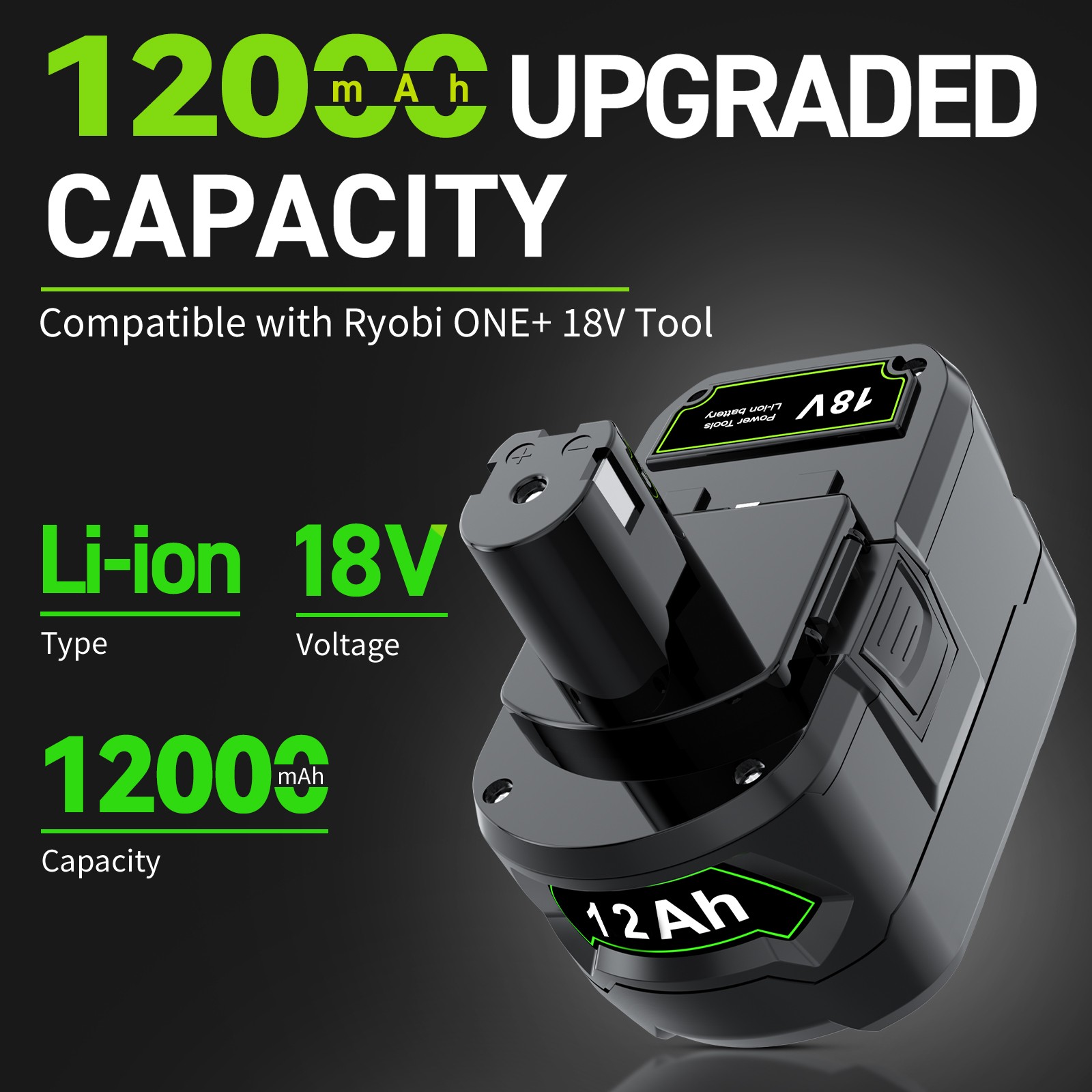 For RYOBI 18V 8000mAh P108 High Capacity Lithium-ion Battery/Charger
