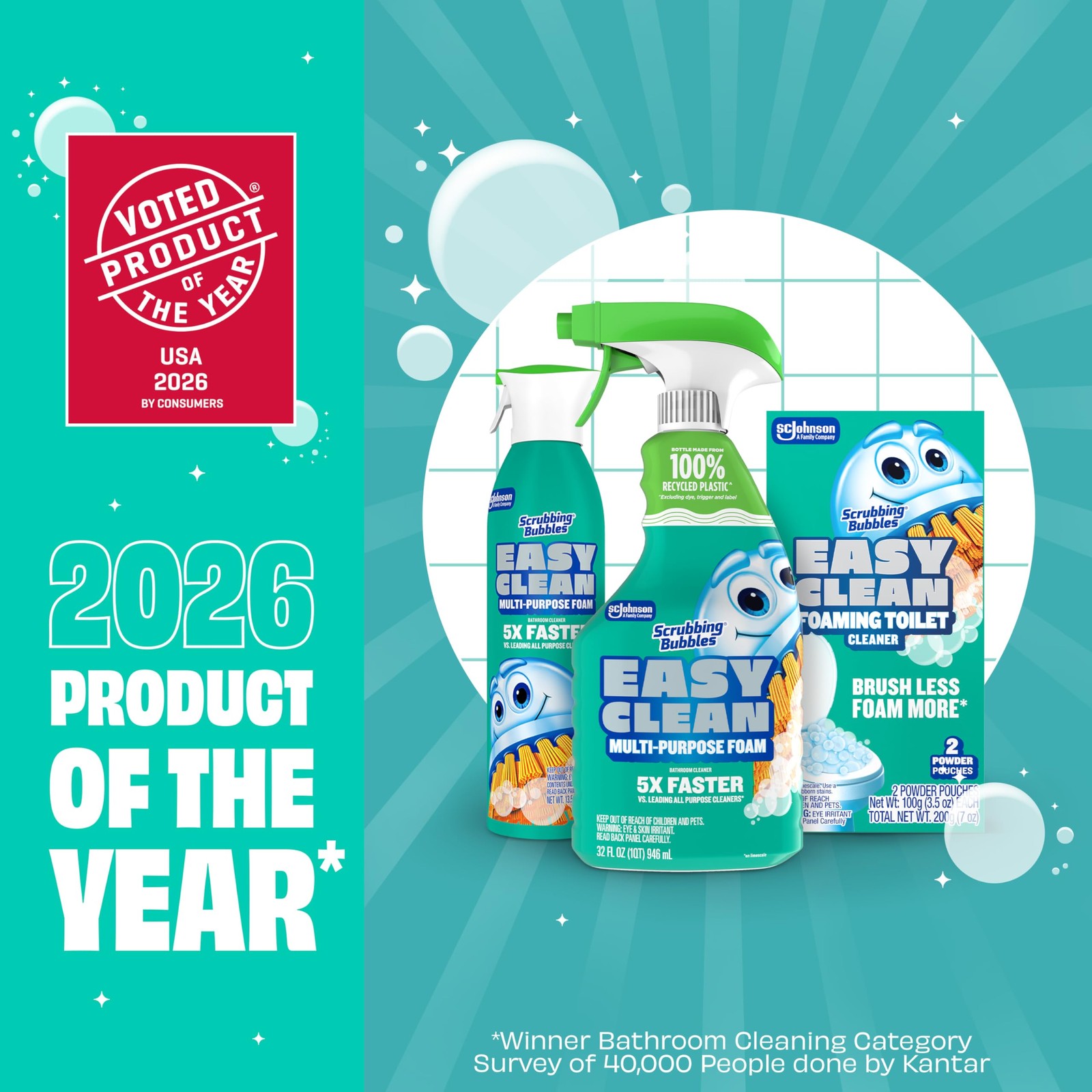 Scrubbing Bubbles Easy Clean Foaming Toilet Bowl Cleaner, Easy Drop In Pow