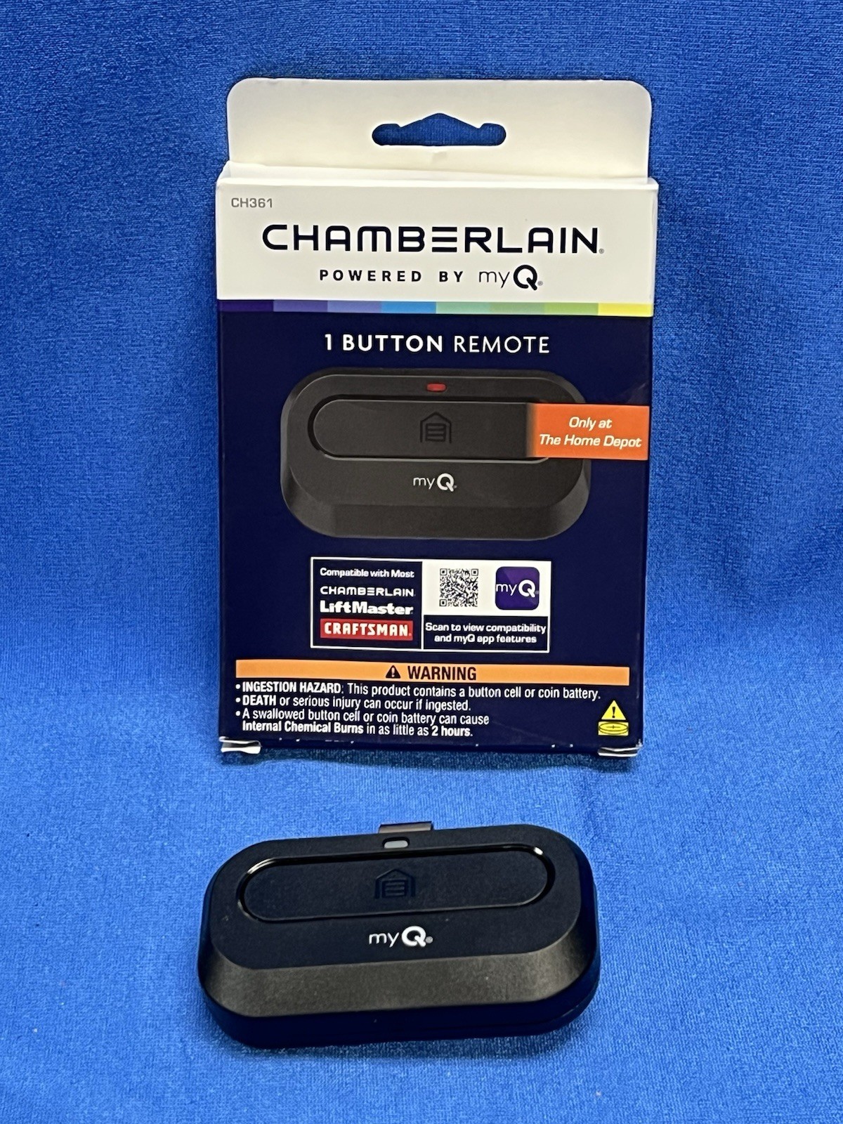 Chamberlain CH361 1-Button Garage Door Remote 315MHz Open Box