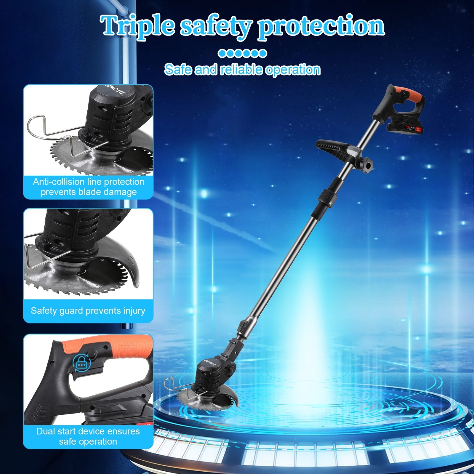24V Cordless Weed Eater Electric Brush Cutter Lawn Edger Grass String Trimmer