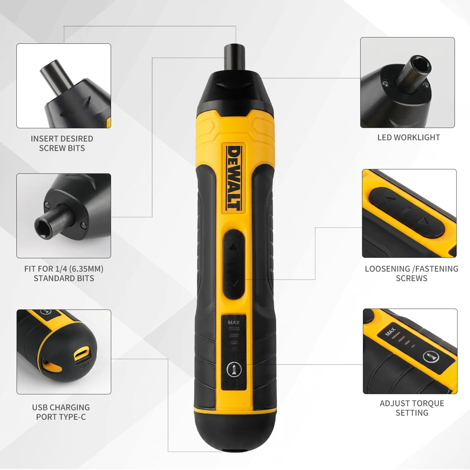 Cordless Electric Screwdriver 3.6V 5N.M 1/4″ Chuck 1300mAh Li-Ion Battery