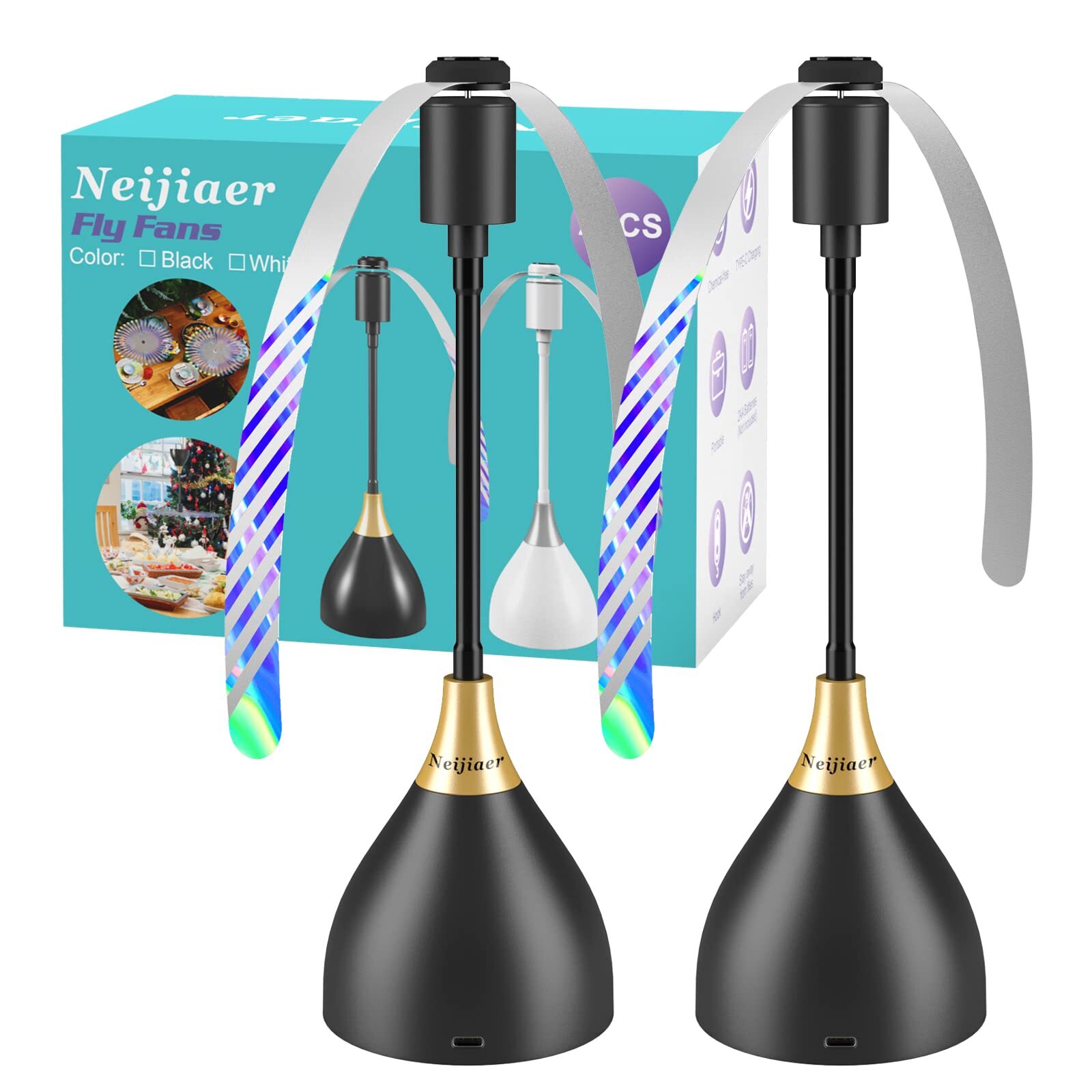 2/3/4PCS Fly Fans for Tables, Fly Repellent Fan Indoor Outdoor for Picnic, Party