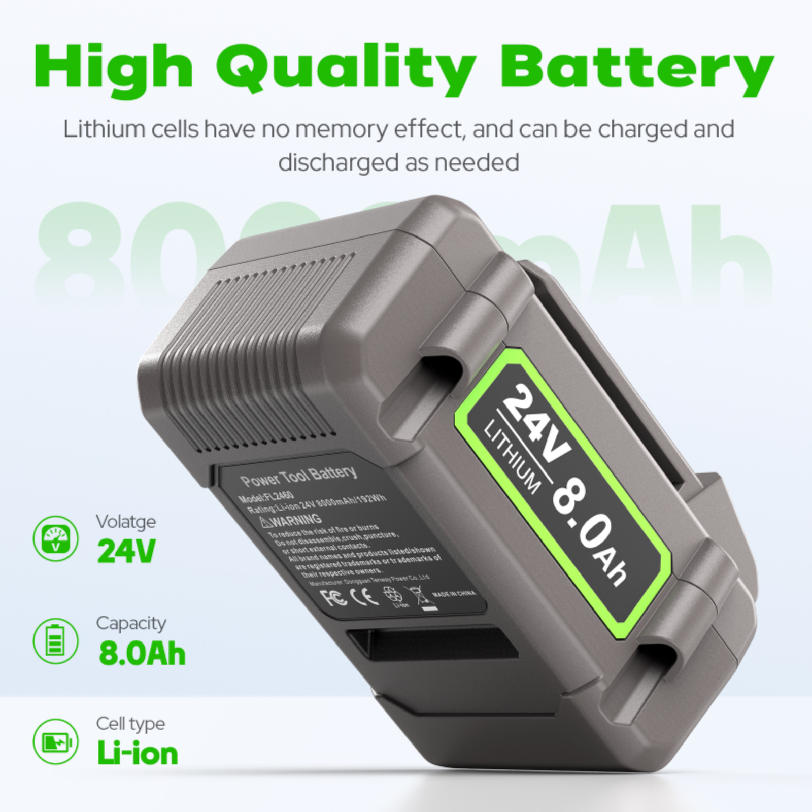 2X 8.0Ah Li-Ion Battery Replacement for FLEX 24V FX0221-1 FX0331-1 FX0341-1 New