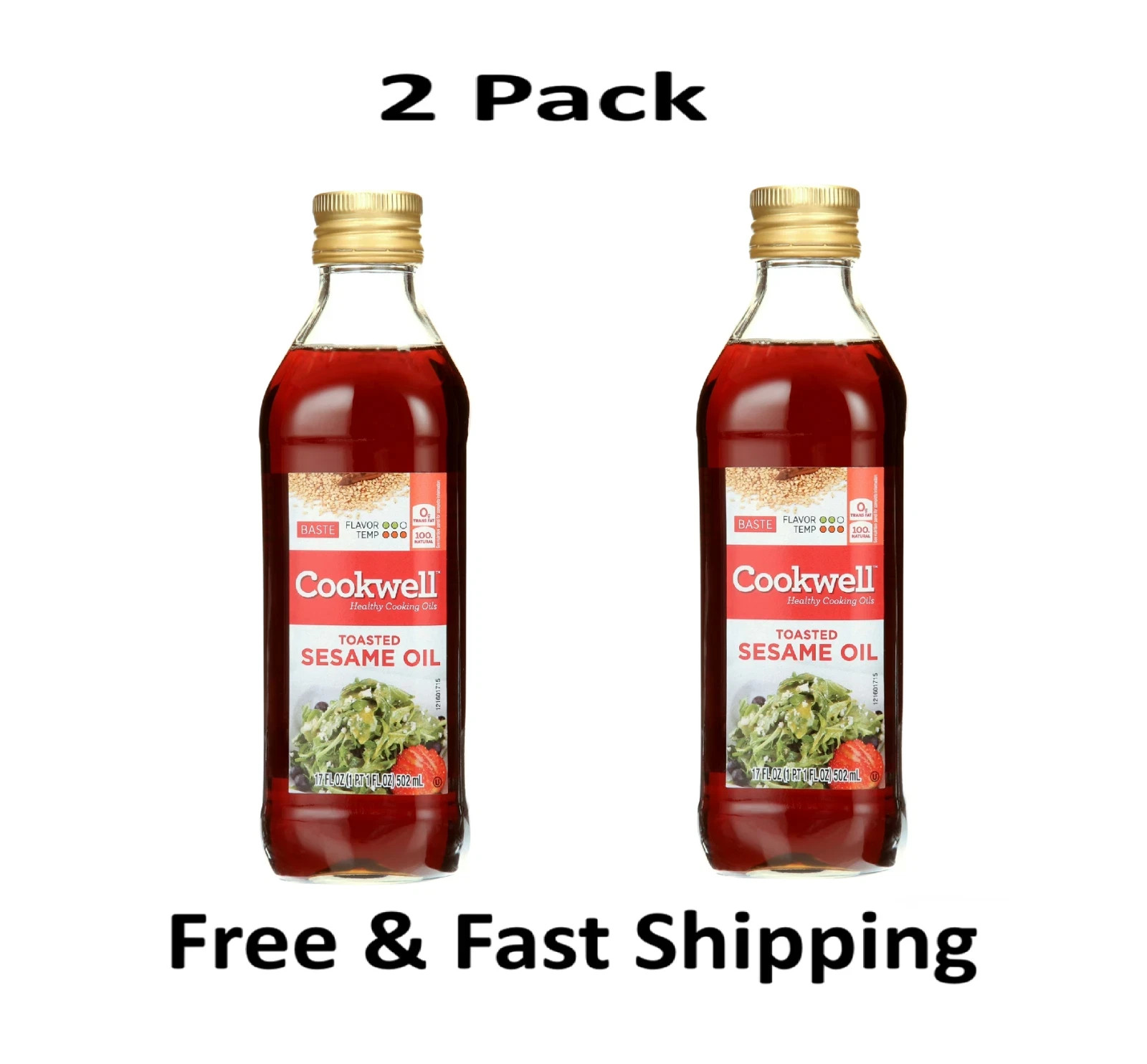 Cookwell Toasted Pure Sesame Oil, 17 oz 2 pack