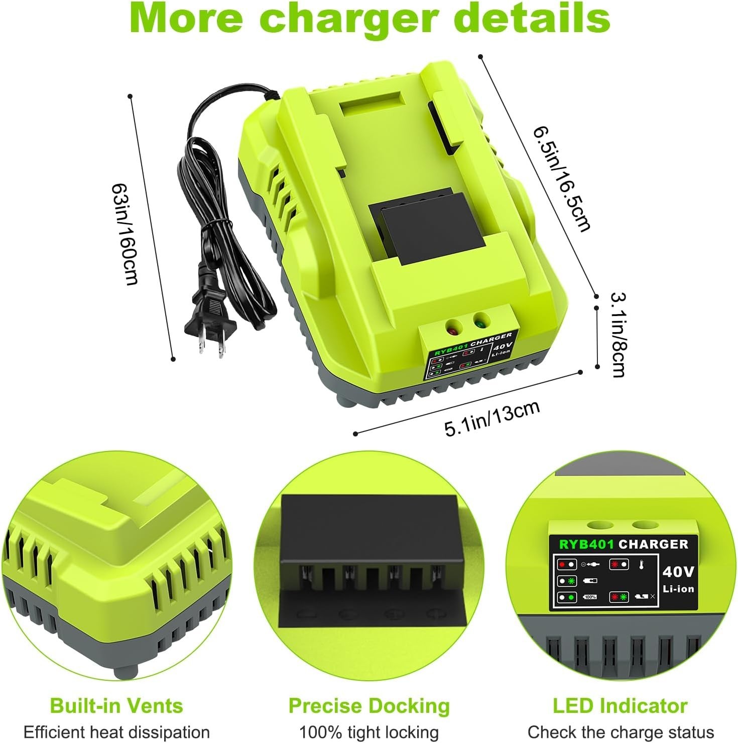 Rapid Charging OP401 Replacement for Ryobi 40V Battery Charger – Safe & Durable