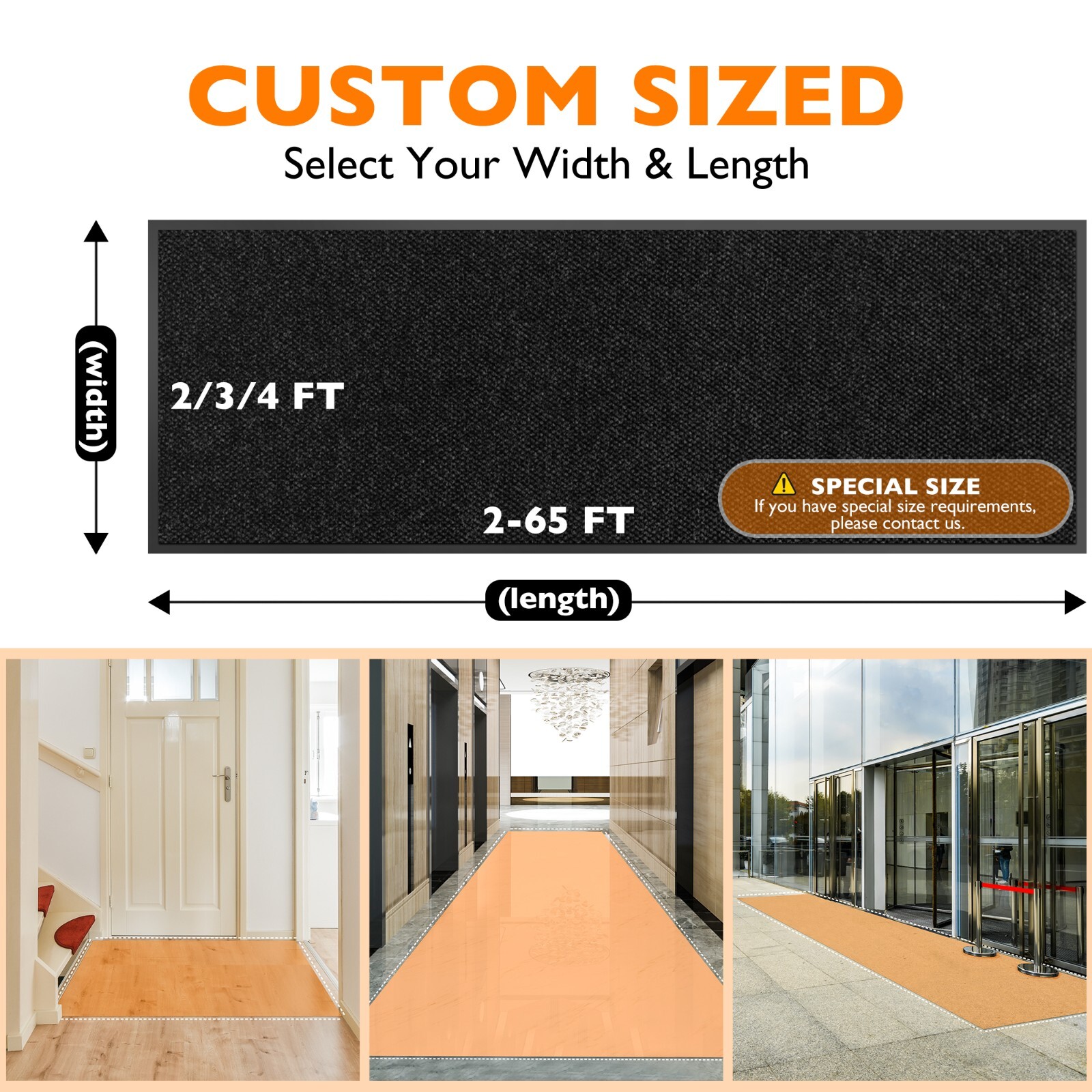 Commercial Entrance Door Mat Heavy Duty Floor Mats Industrial Non Slip Rug Black