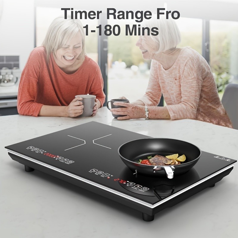Induction Cooktop Electric Cooktop 2 Burner Glass Cooktop Stove 110V 4000W Touch