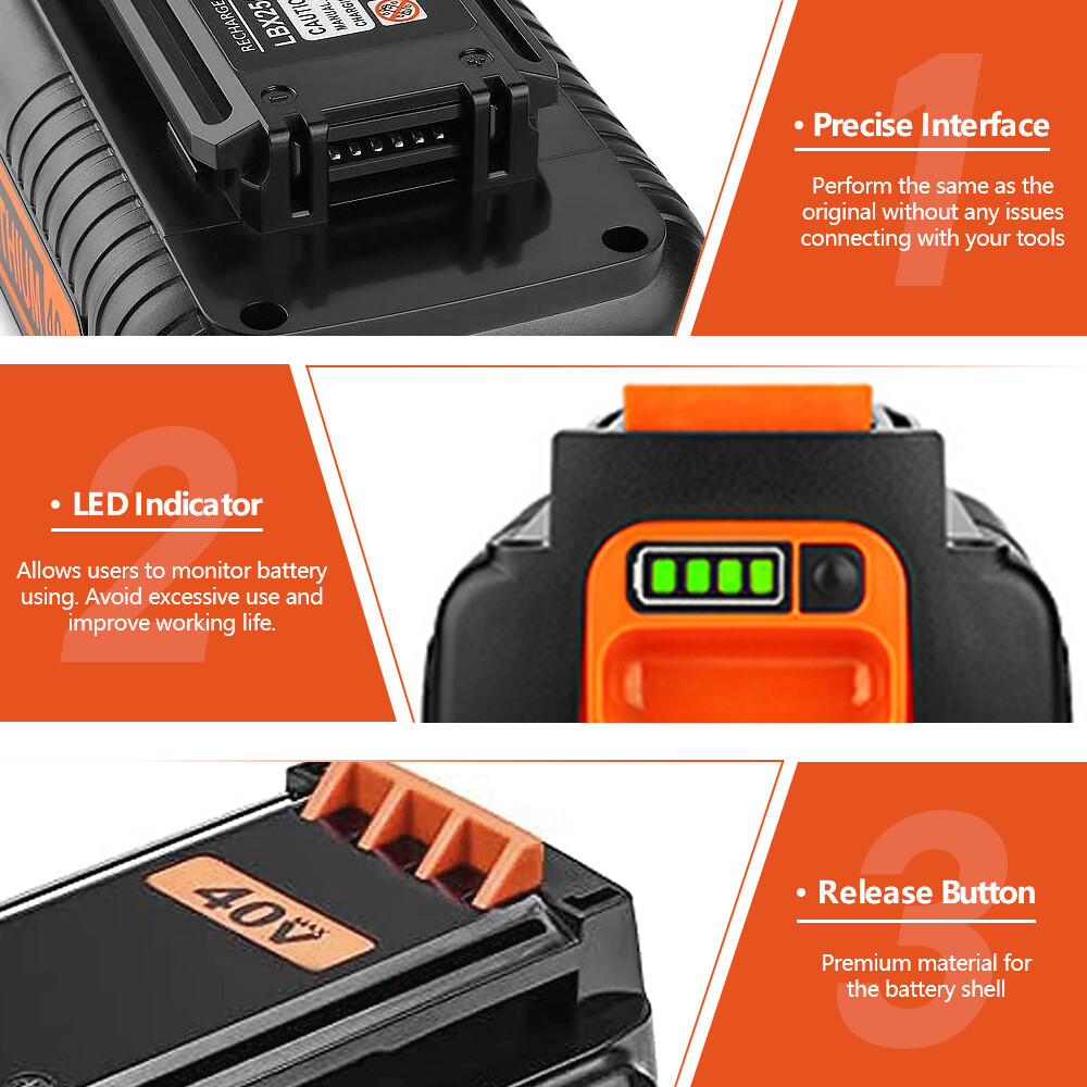 40 Volt 4.0Ah Lithium Battery for Black and Decker 40V Max LBX2040 LBXR36 LSW36