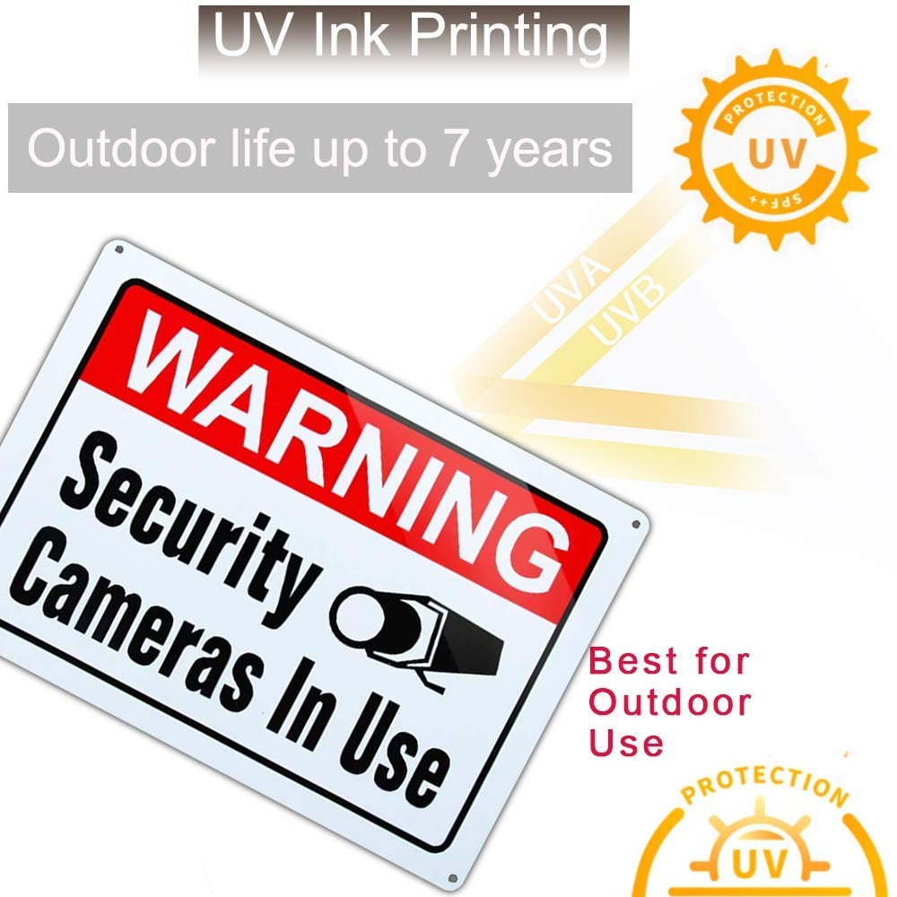 Large Video Surveillance Sign Security Cameras In Use 10×14 2 Pack UV Printed