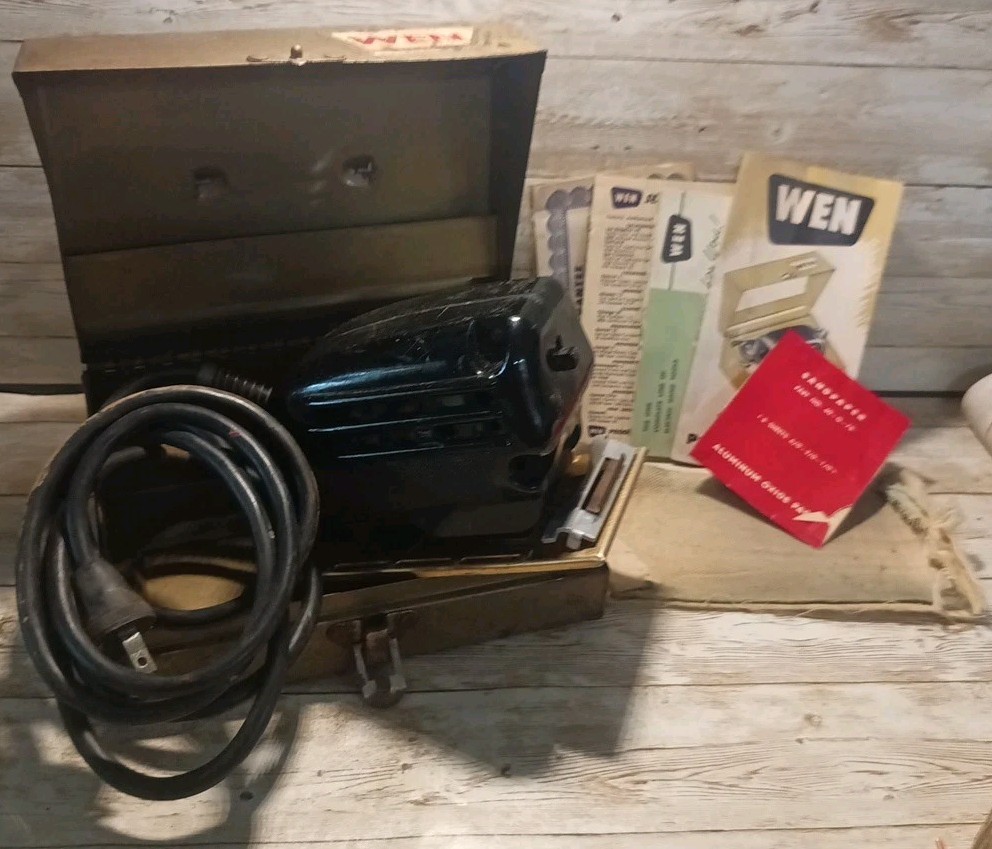 Vintage WEN Electric Power Hand Sander 404 With Metal Case Complete