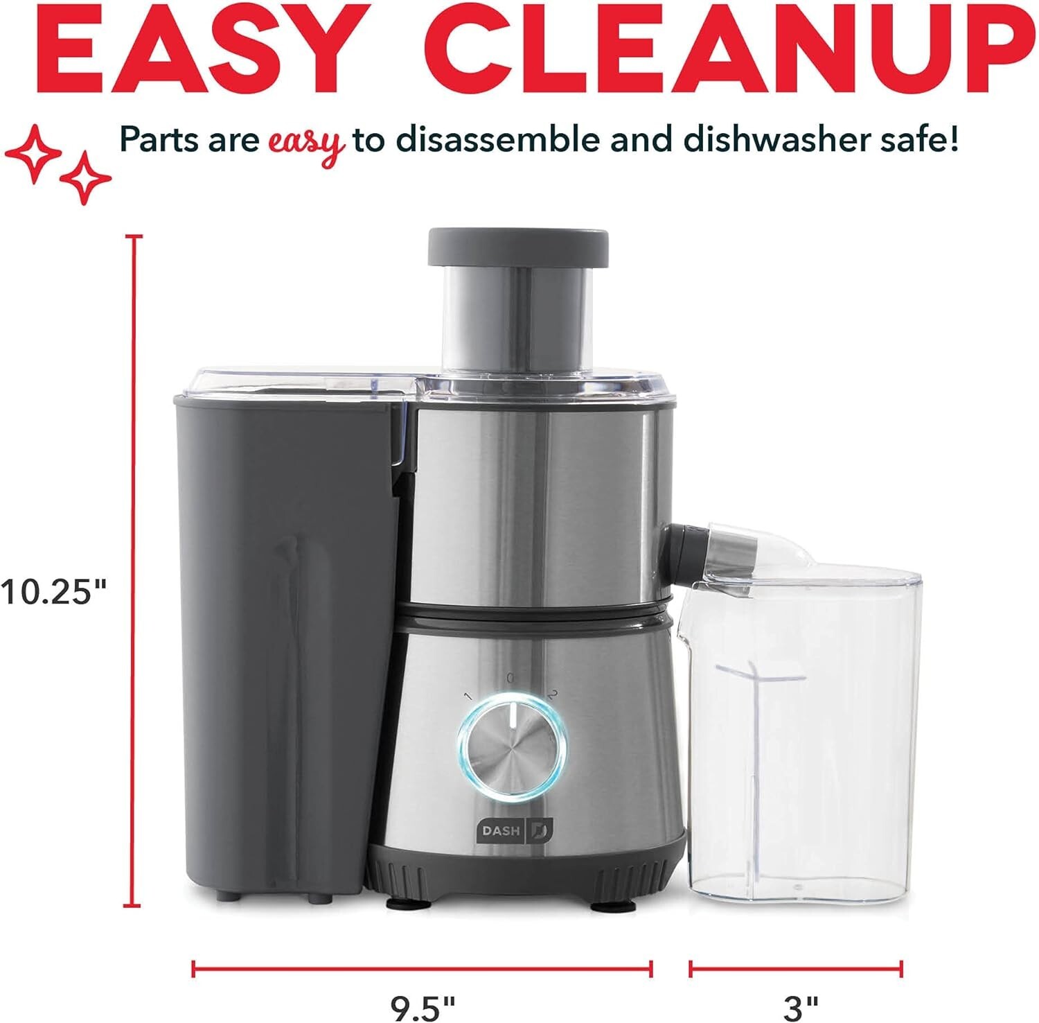 Dash Compact Centrifugal Juicer, Press Juicing Machine, 2-Speed, 2″ Wide Feed Ch