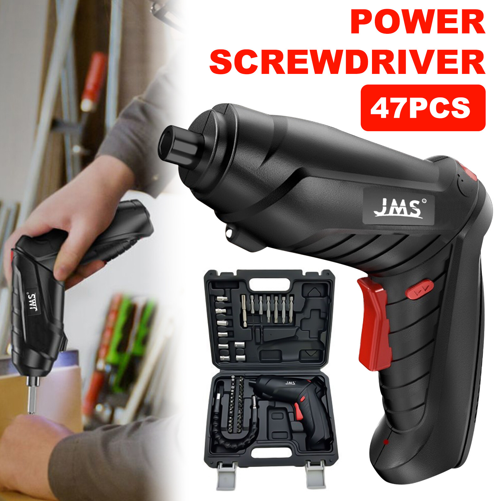 48PCS Small Mini Electric Rechargeable Cordless Screwdriver Drill Set with Bits