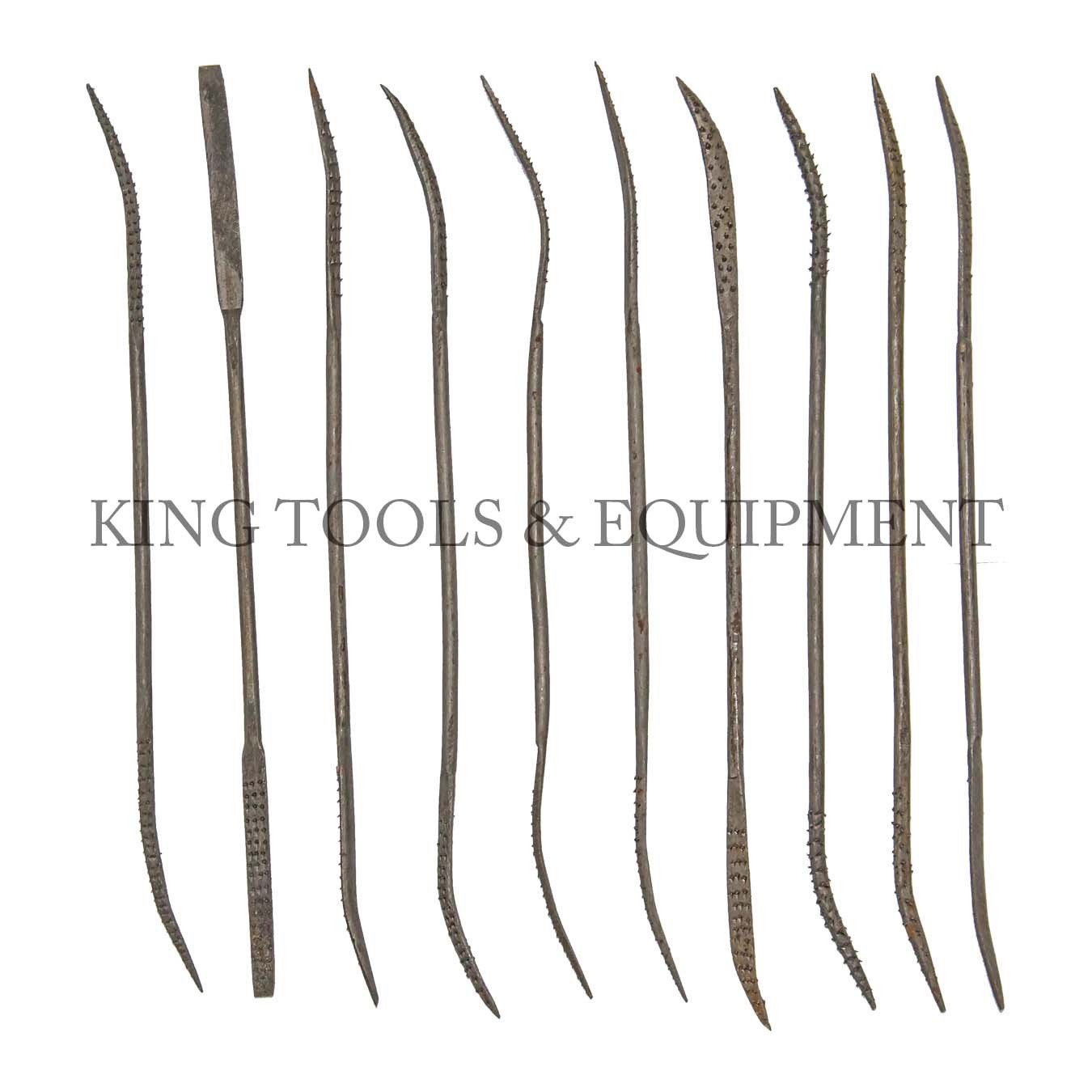 KING 10pc 7″ RASP CUT RIFFLER FILE Set, Double Ended, Wood Metal Carving