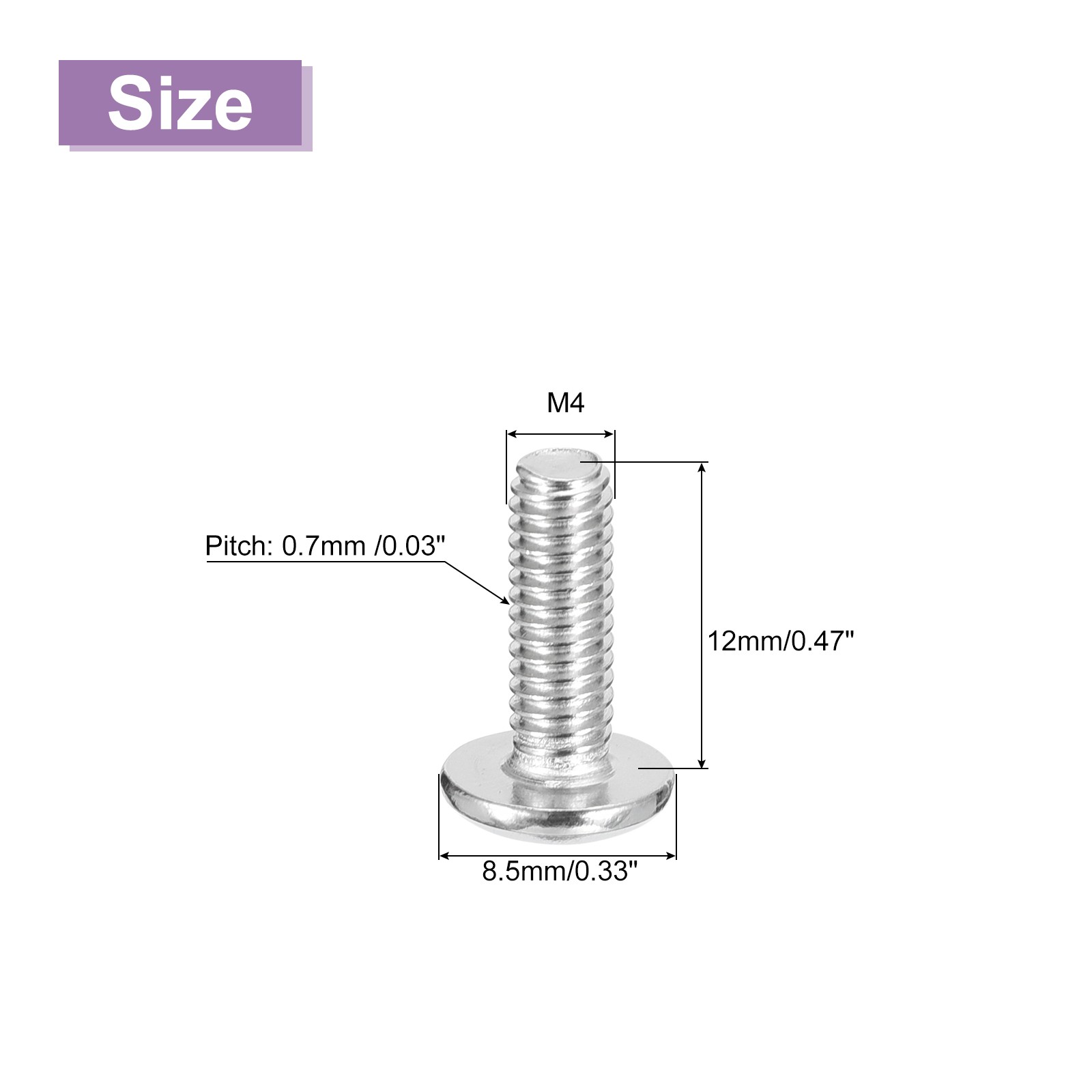 M4x12mm Flat Round Head Phillips Head Screw, 100Pcs Phillips Drive Machine Screw