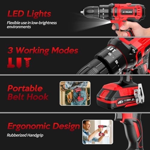 20V Cordless Drill, Electric Power Drill Set with Battery Charger and…