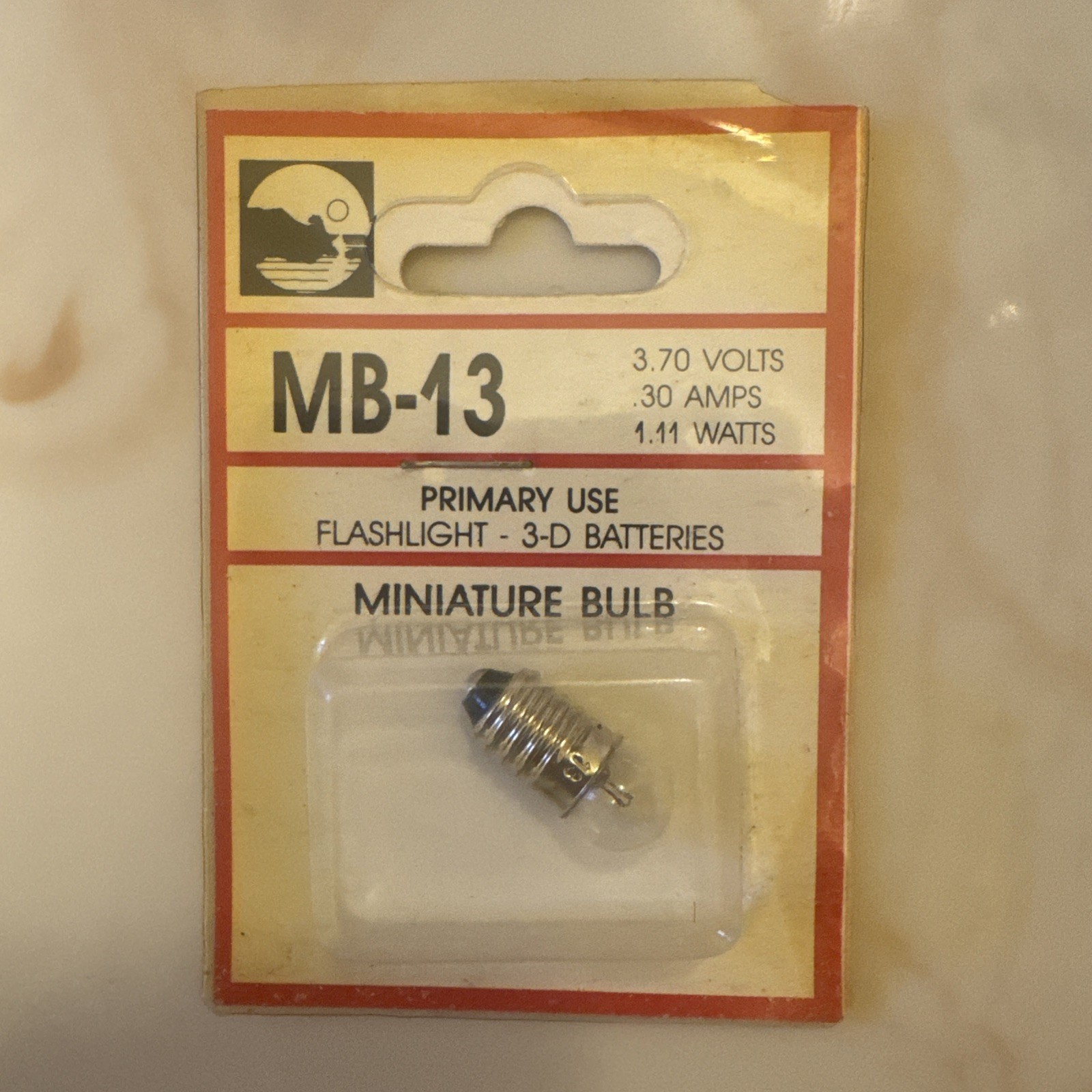 Flashlight Replacement Bulb ~ 3D – 3.7V 0.3A Screw Base ~ Made In USA