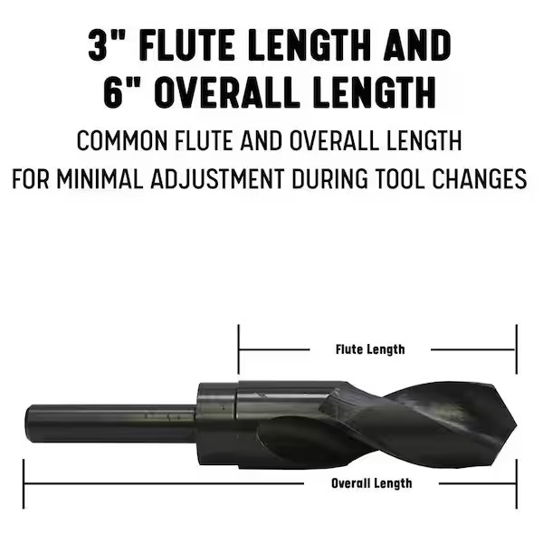 37/64 In. High Speed Steel Black Oxide Reduced Shank Specialty Drill Bit with 3/