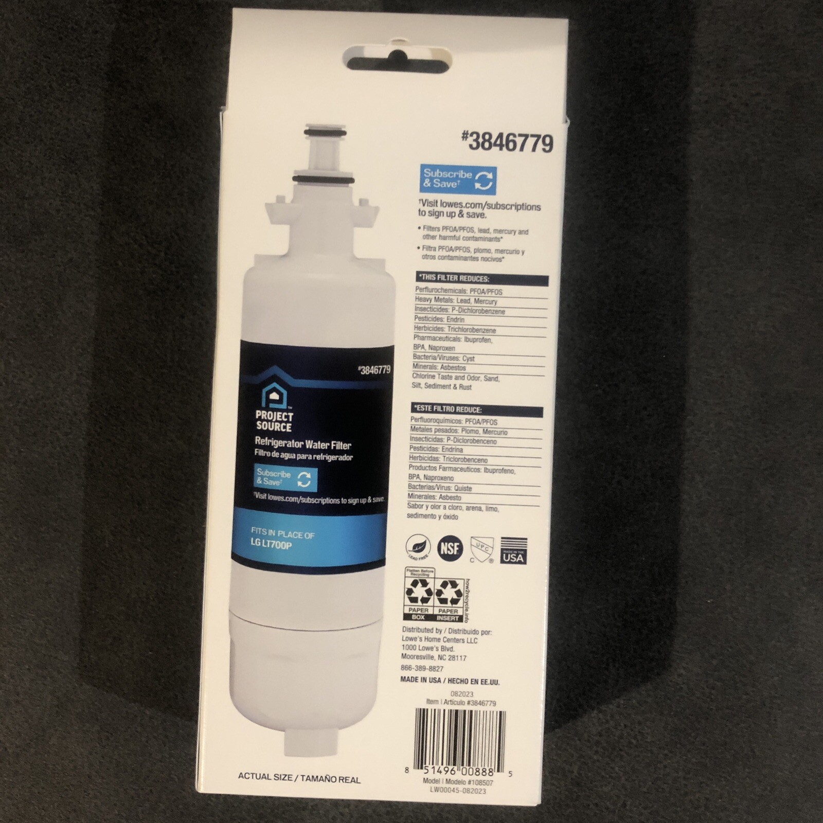 Project Source Refrigerator Water Filter LG LT700P 2 Pack – 6 Months Use QTY