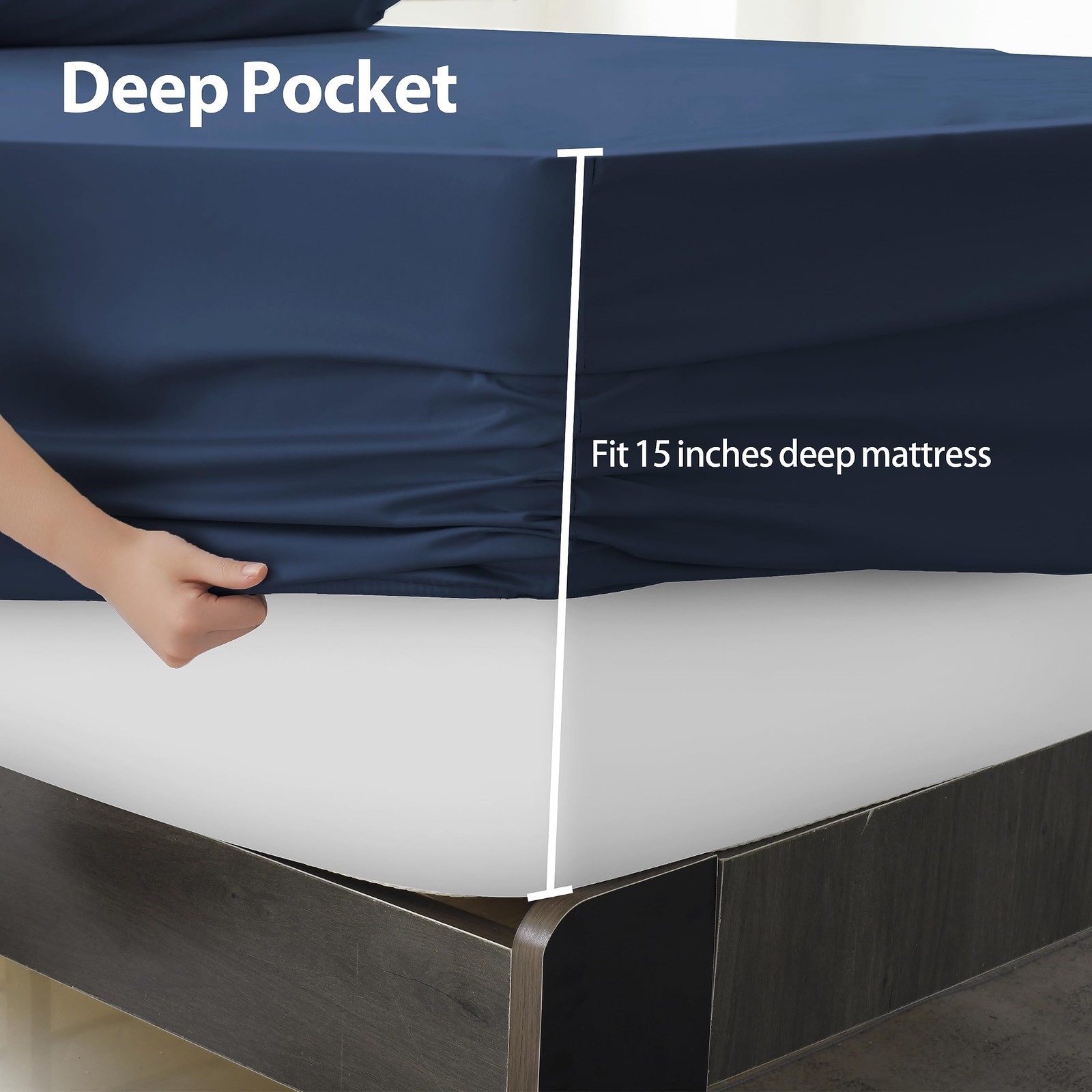 King Size Fitted Sheet Only Navy Blue, 100% Egyptian Cotton 600 Thread Count,…