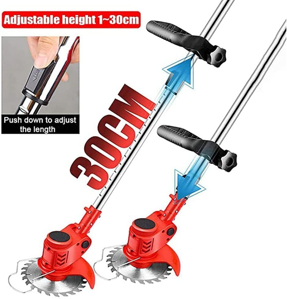 Electric Cordless Grass String Trimmer Lawn Edger Weed Wacker Cutter + 2 Battery