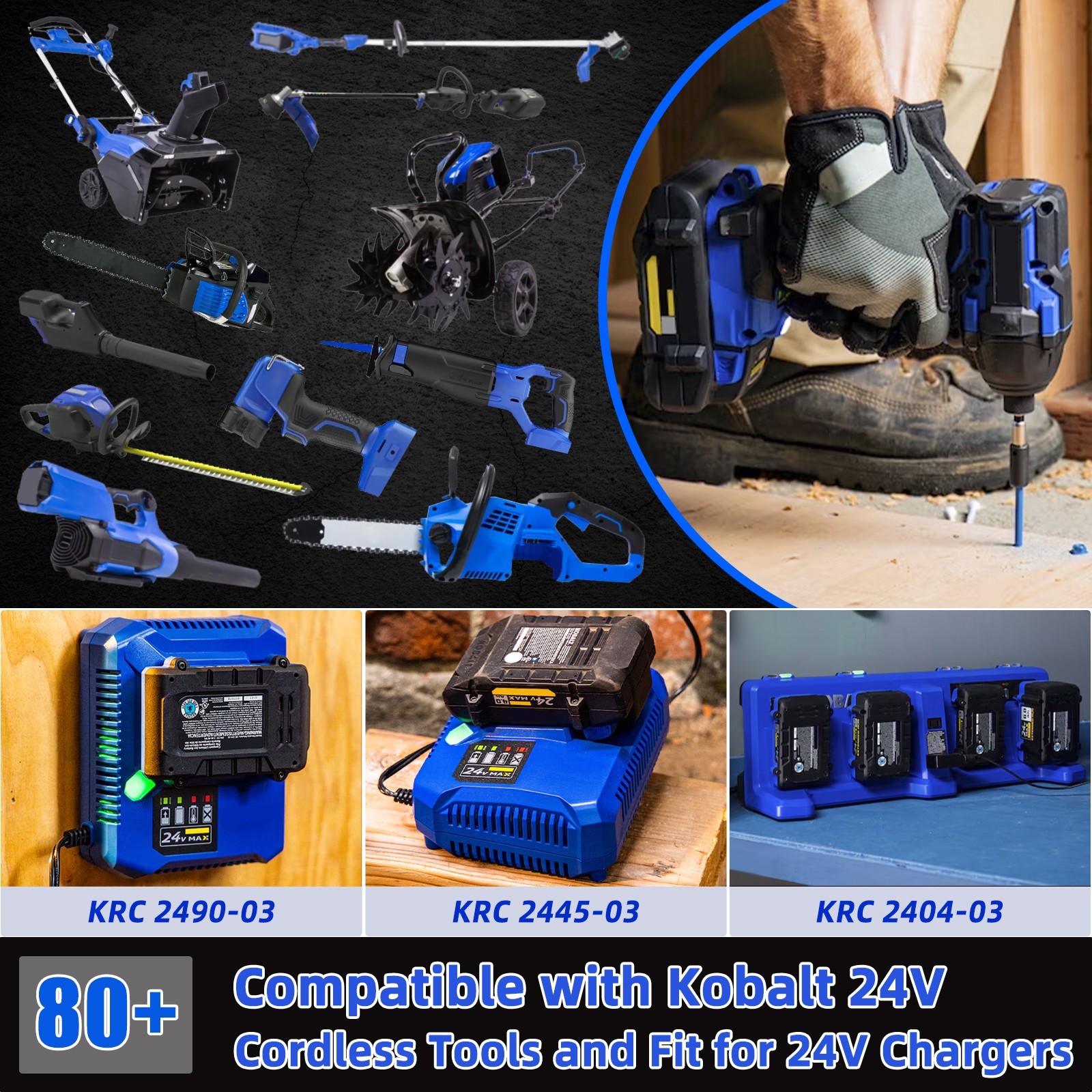 2 Pack 24V 6.0Ah for Kobalt 24 Volt Max Lithium-ion Battery KB624-03 KB124-03