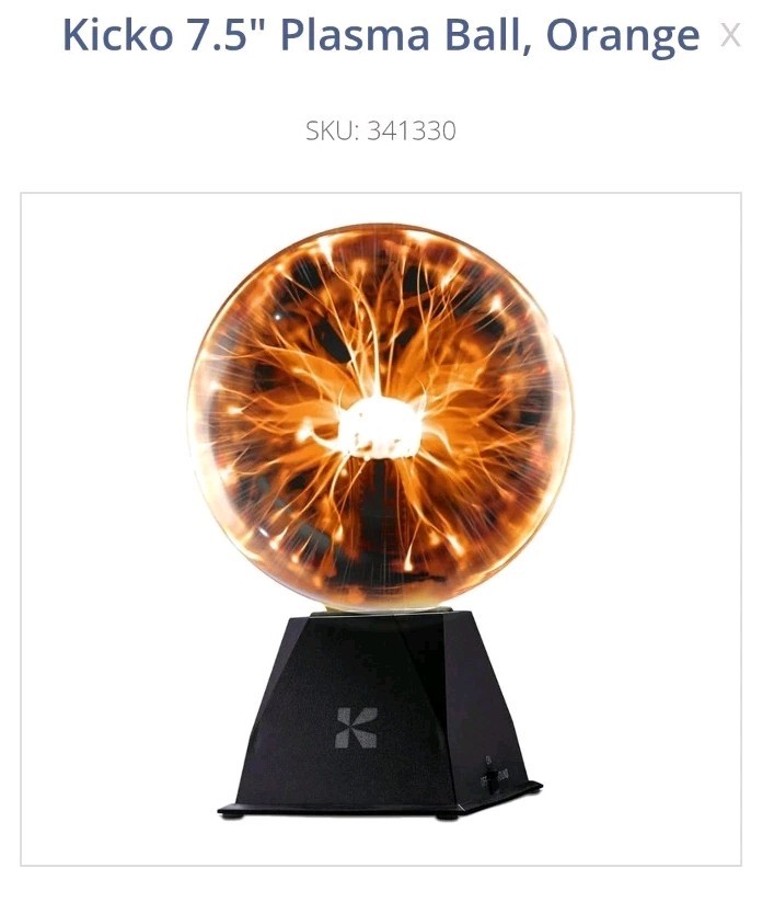 7.5 ” Orange Plug In Plasma Ball Touch Sensitive With 1 Bulb Wireless Light Up