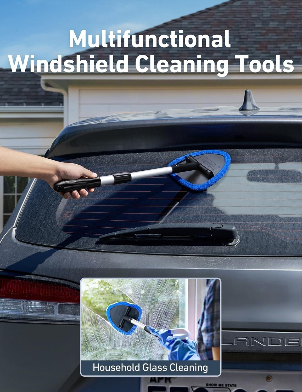 10Pcs Car Windshield Cleaner Kit Extendable Handle Reusable Microfiber Pad Brush