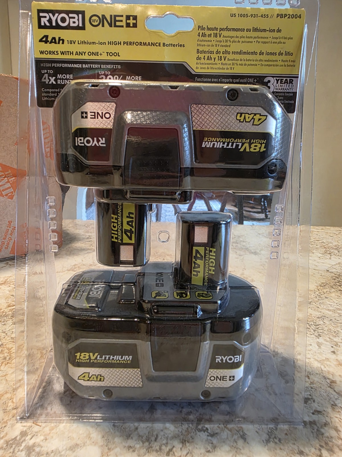Ryobi ONE+ 18V Lithium High Performance 4Ah Battery 2-Pack PBP2004 New
