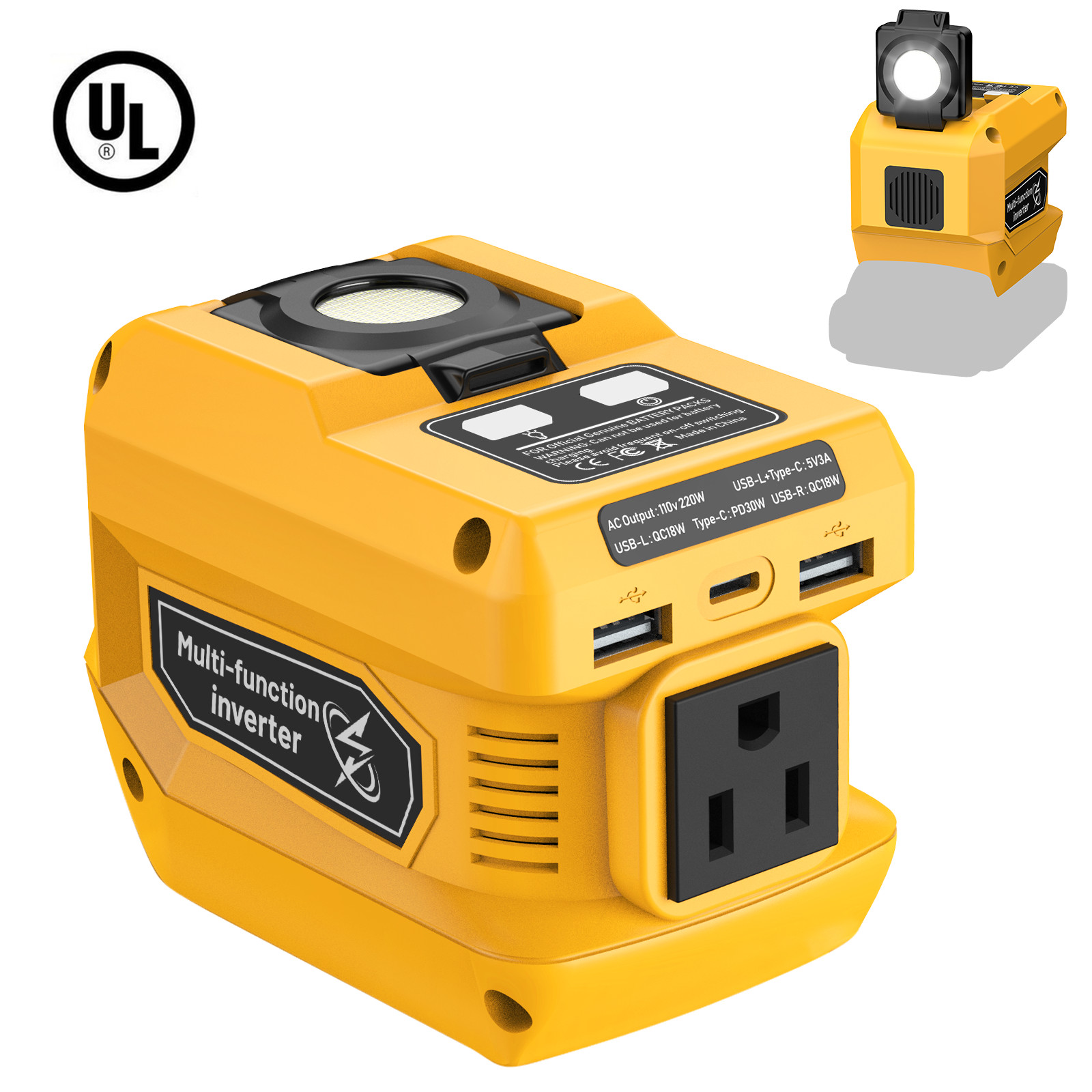 Battery Adapter with USB Compatible with Dewalt 20V Battery (Battery Not Includ)
