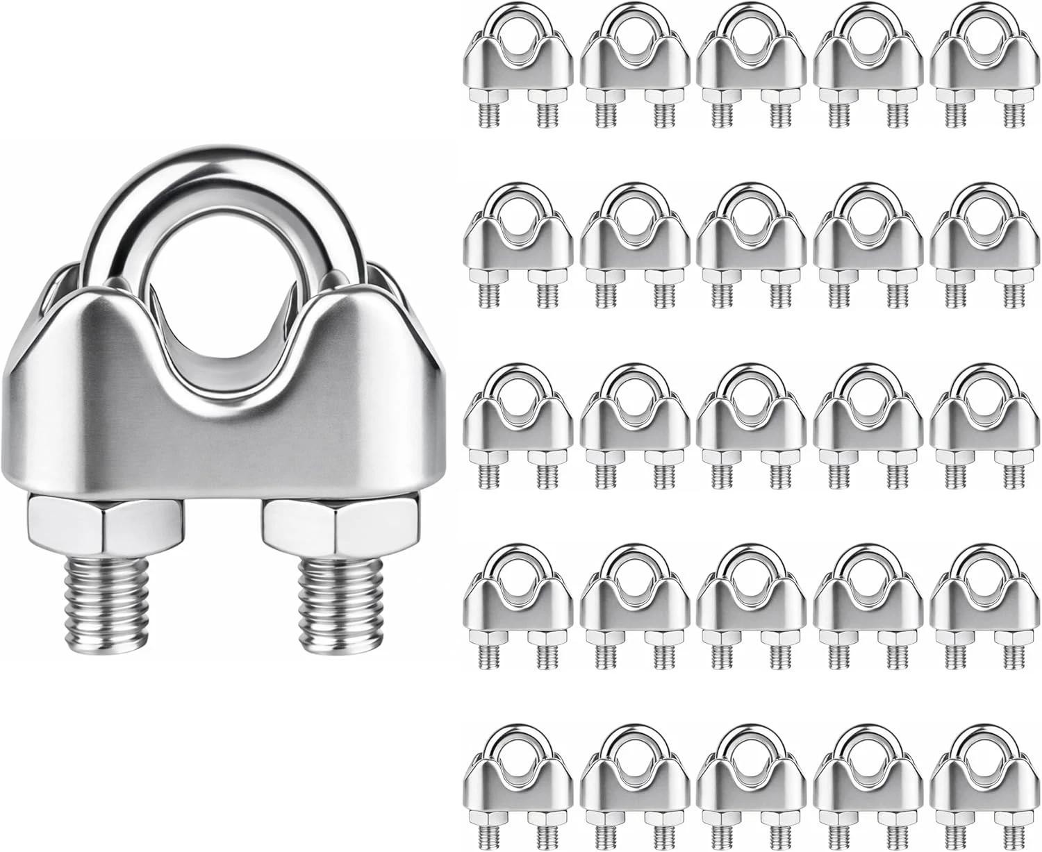 25pcs M4 3/16" Wire Rope Cable Clip Clamp 304 Stainless Steel Saddle Clamp