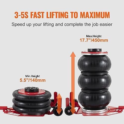 VEVOR Air Jack, 3 Ton/6600 lbs Triple Bag Air Jack, Airbag Jack with Six Stee…